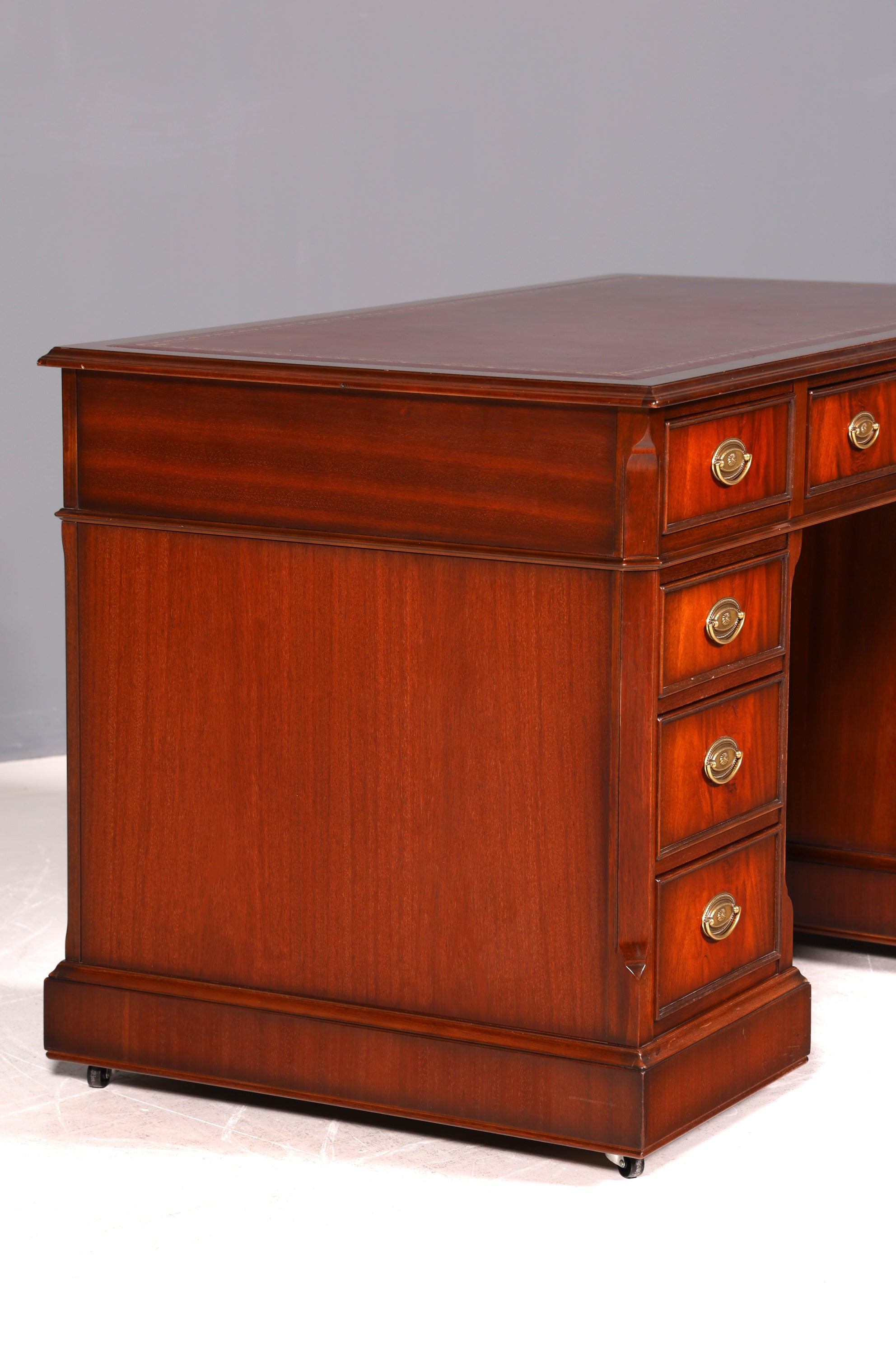 Wunderschöner Original Heldense Englischer Schreibtisch Echt Lederauflage Bürotisch Antik Office Desk