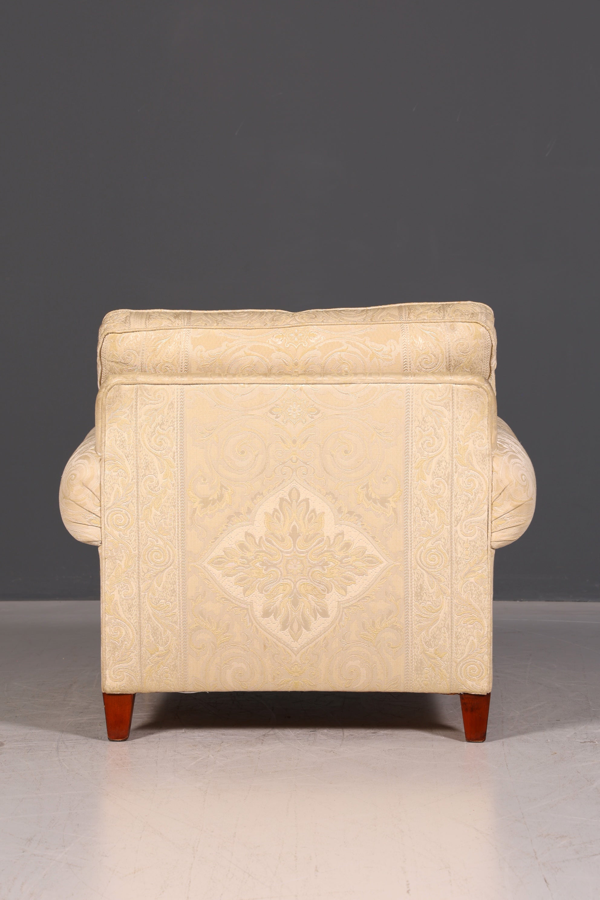 Wunderschöner Englischer Sessel Creme Gold Stoff Clubsessel Armlehnsessel Landhaus Loungesessel Vintage