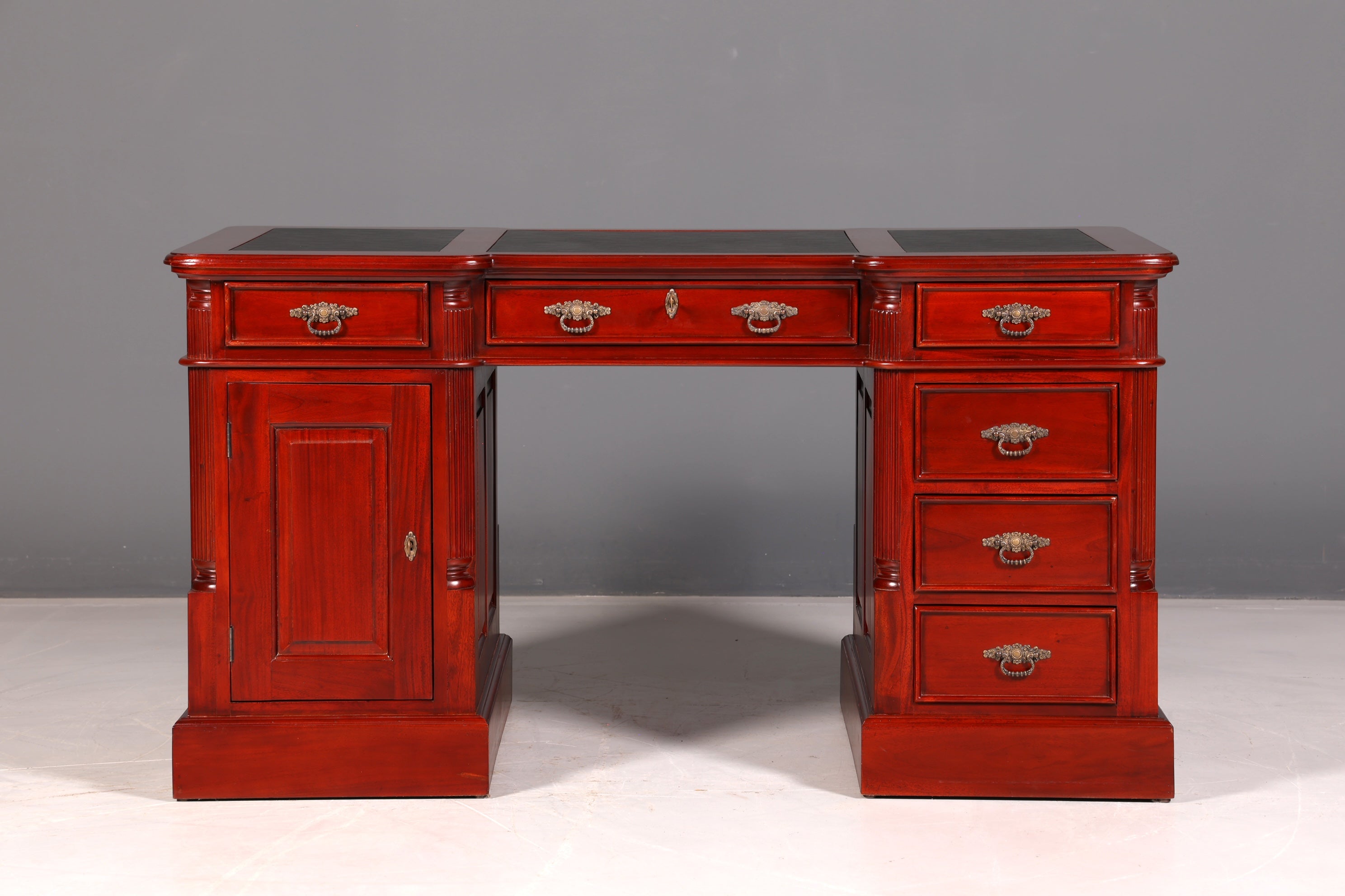 Wunderschöner Englischer Schreibtisch Mahagoni Lederauflage Bürotisch Office Desk Antik Vintage