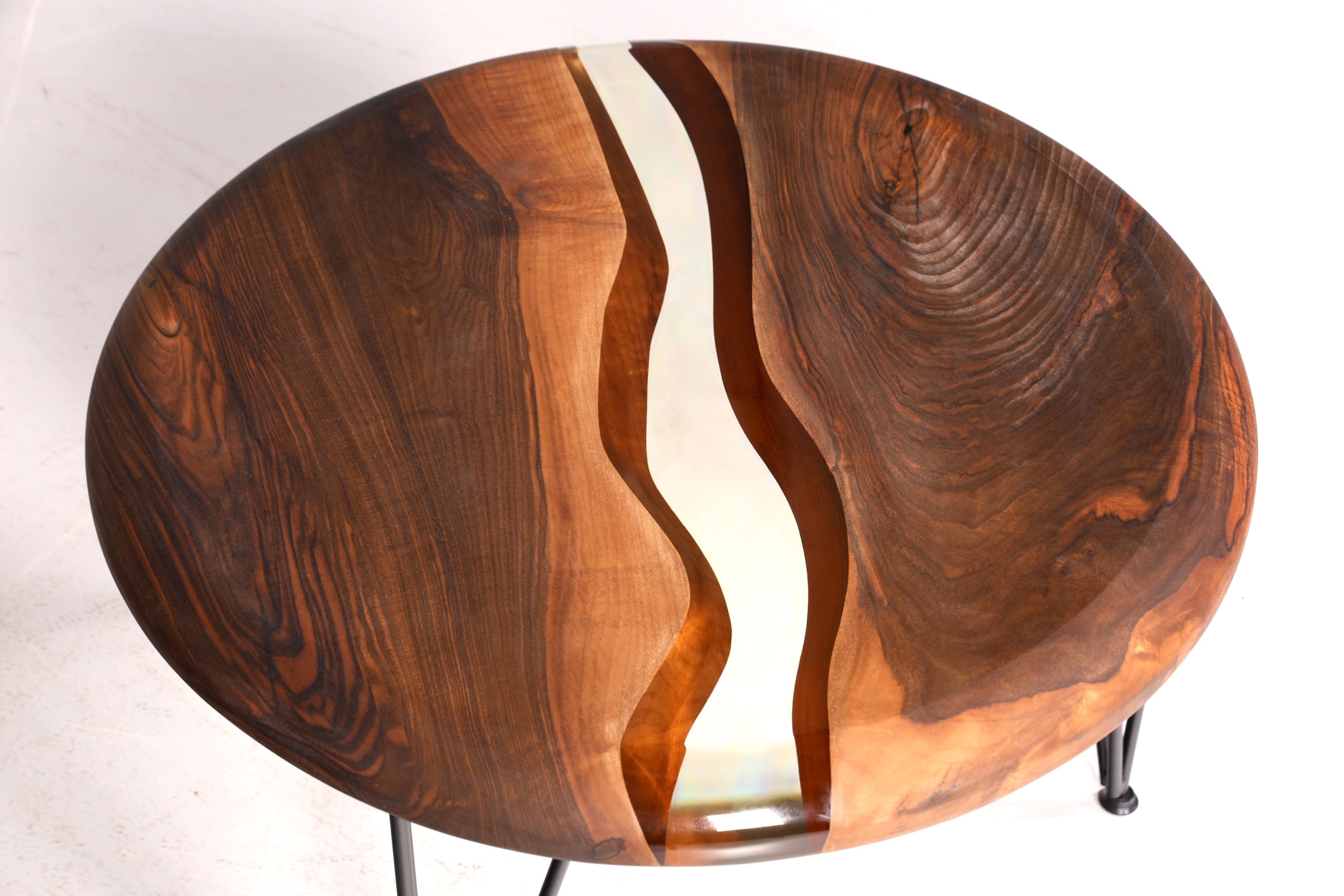 Unique epoxy resin coffee table walnut table side table green storage table