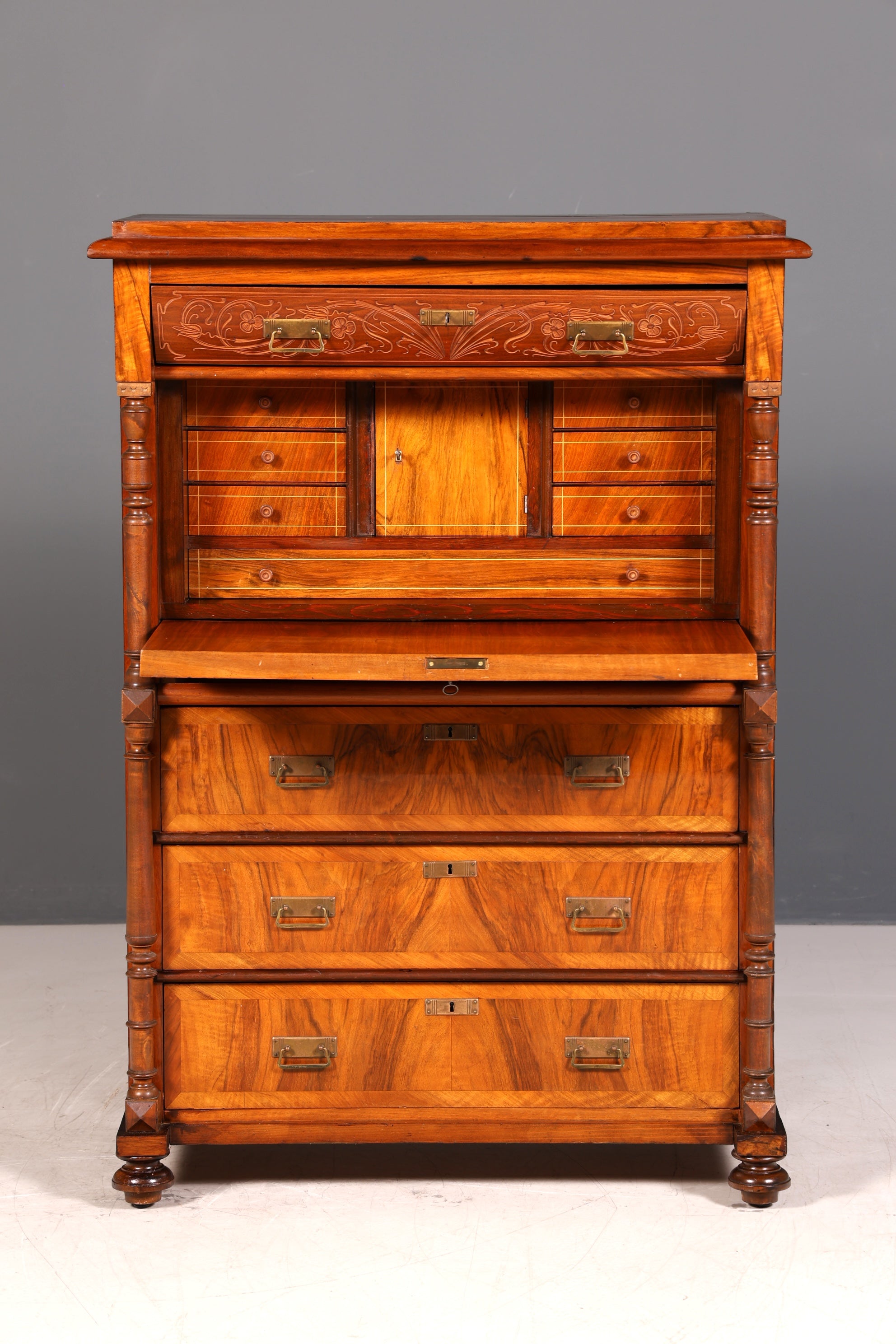 G782 Finish Wunderschöner Gründerzeit Sekretär Kommode Jugendstil Schubladenkommode Antik Vertiko (Kopie)