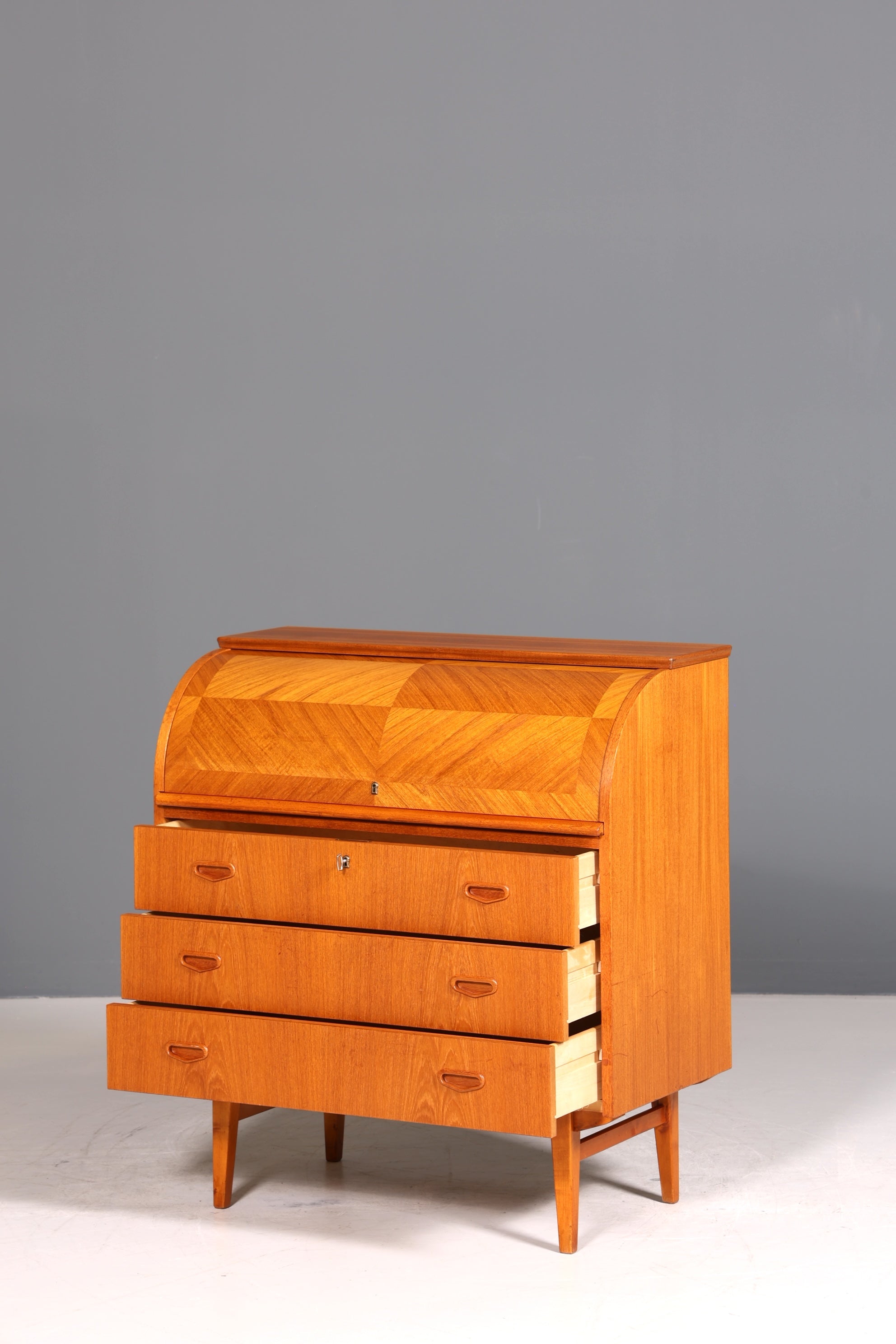 Wunderschöner Mid Century Rollladen Sekretär echt Holz Büro Schrank Vintage Schreibkommode