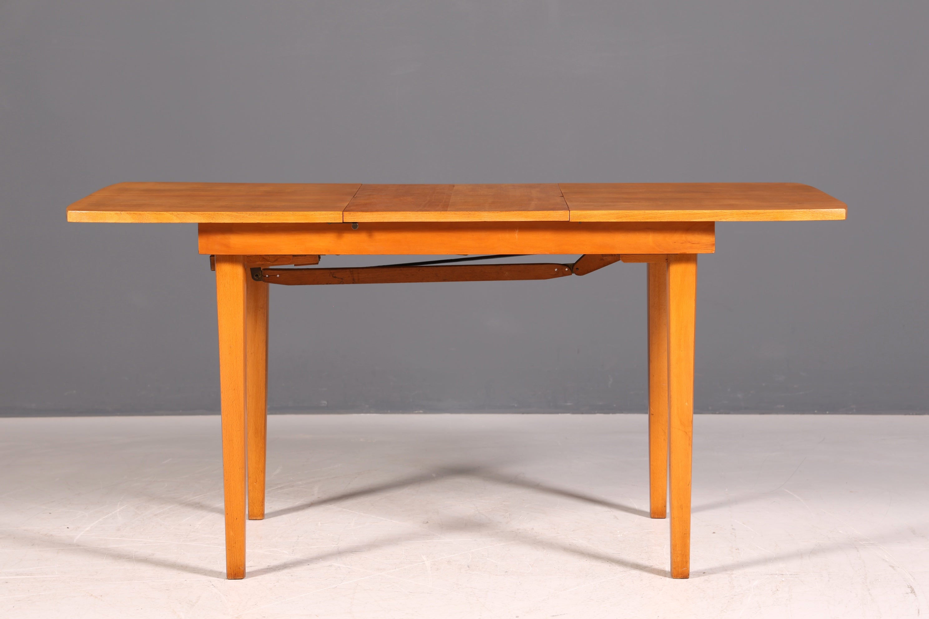 G032 Finish cm, Schlichter Mid Century Esstisch ausziehbarer Vintage Tisch Retro Küchentisch