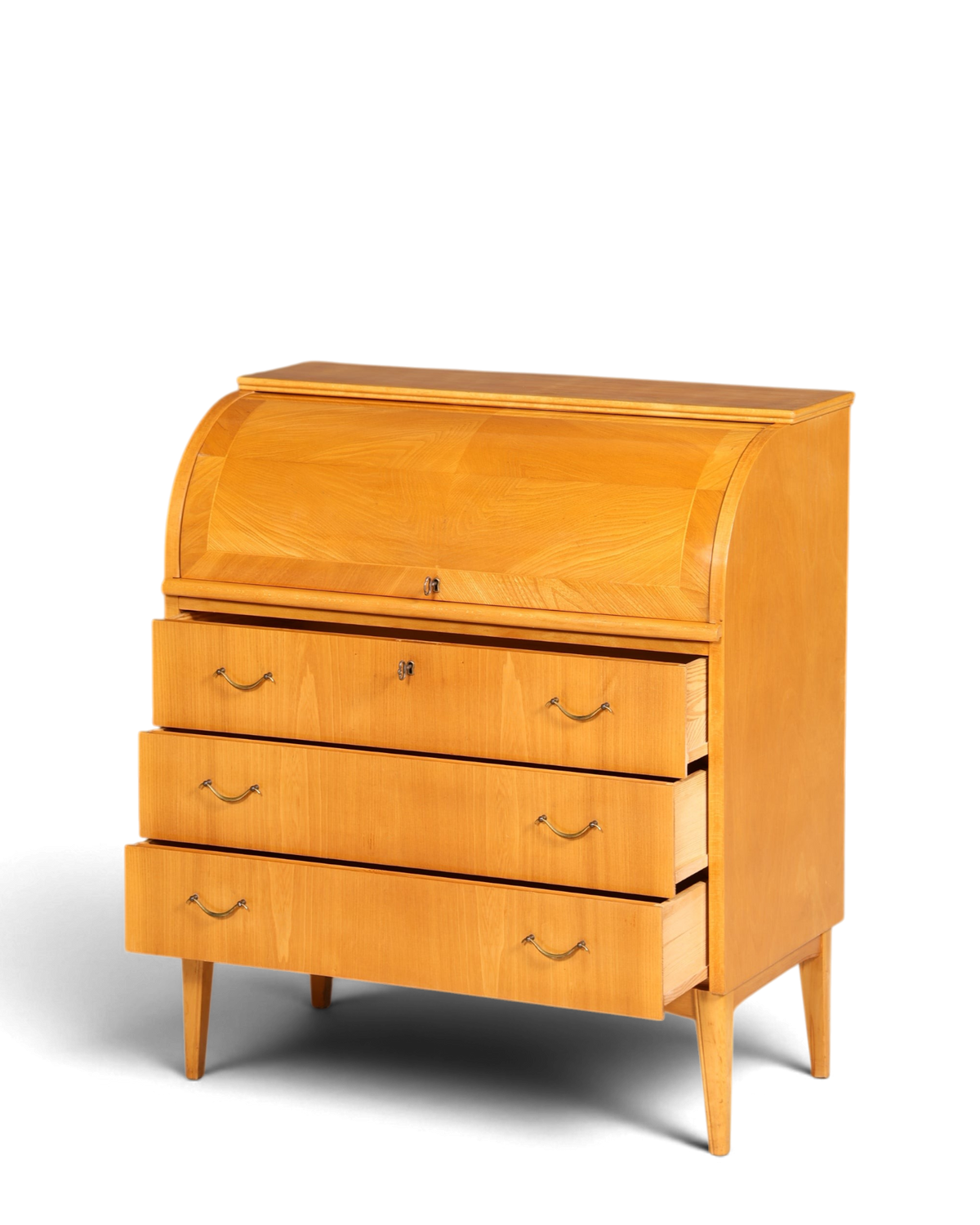 Stilvoller Mid Century Rollladen Sekretär echt Holz Büro Schrank Vintage Schreibkommode