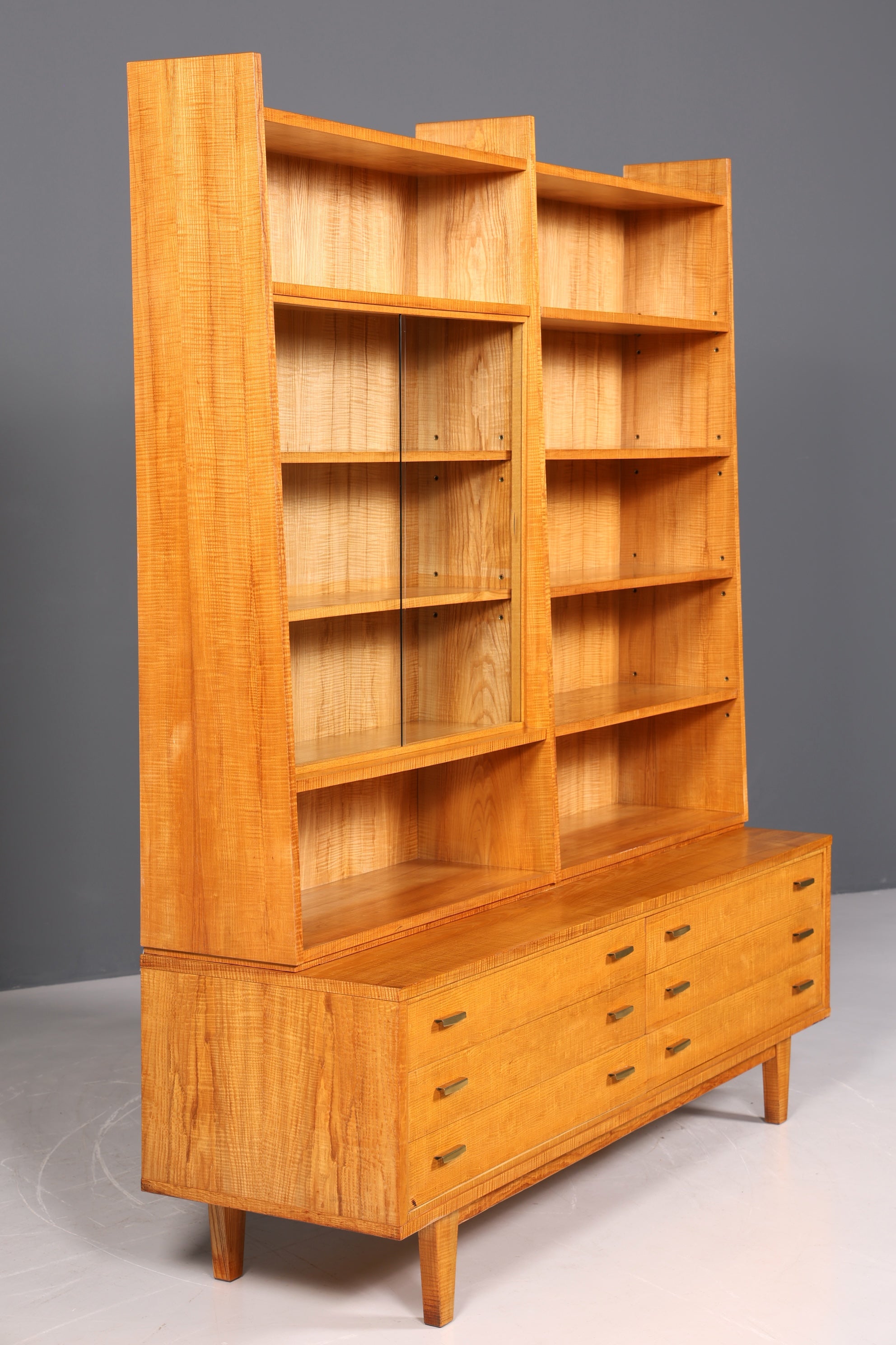 Beautiful XXL Mid Century Cabinet Bookshelf Vintage Shelf Library Wood Bookshelf