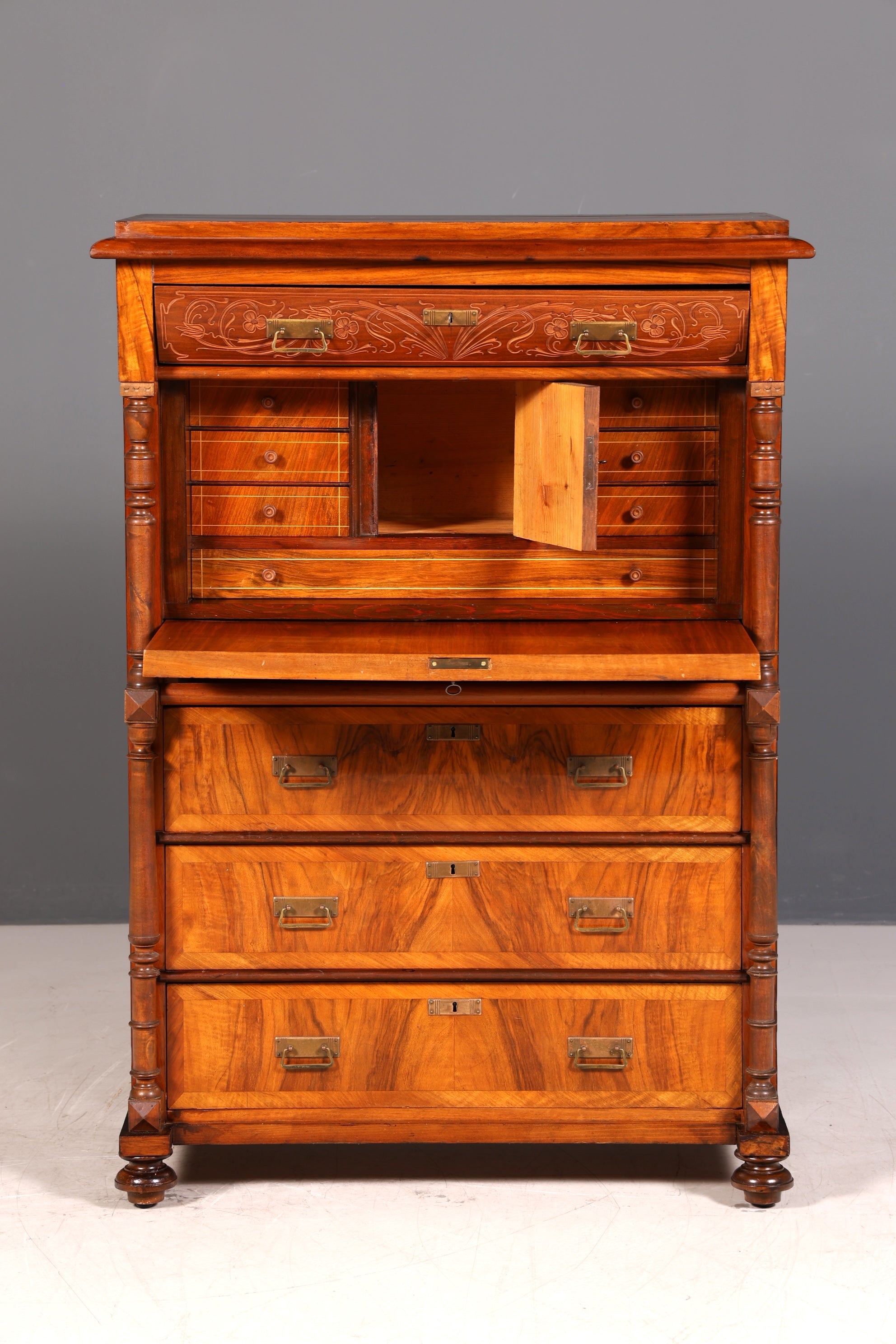 G782 Finish Wunderschöner Gründerzeit Sekretär Kommode Jugendstil Schubladenkommode Antik Vertiko (Kopie)