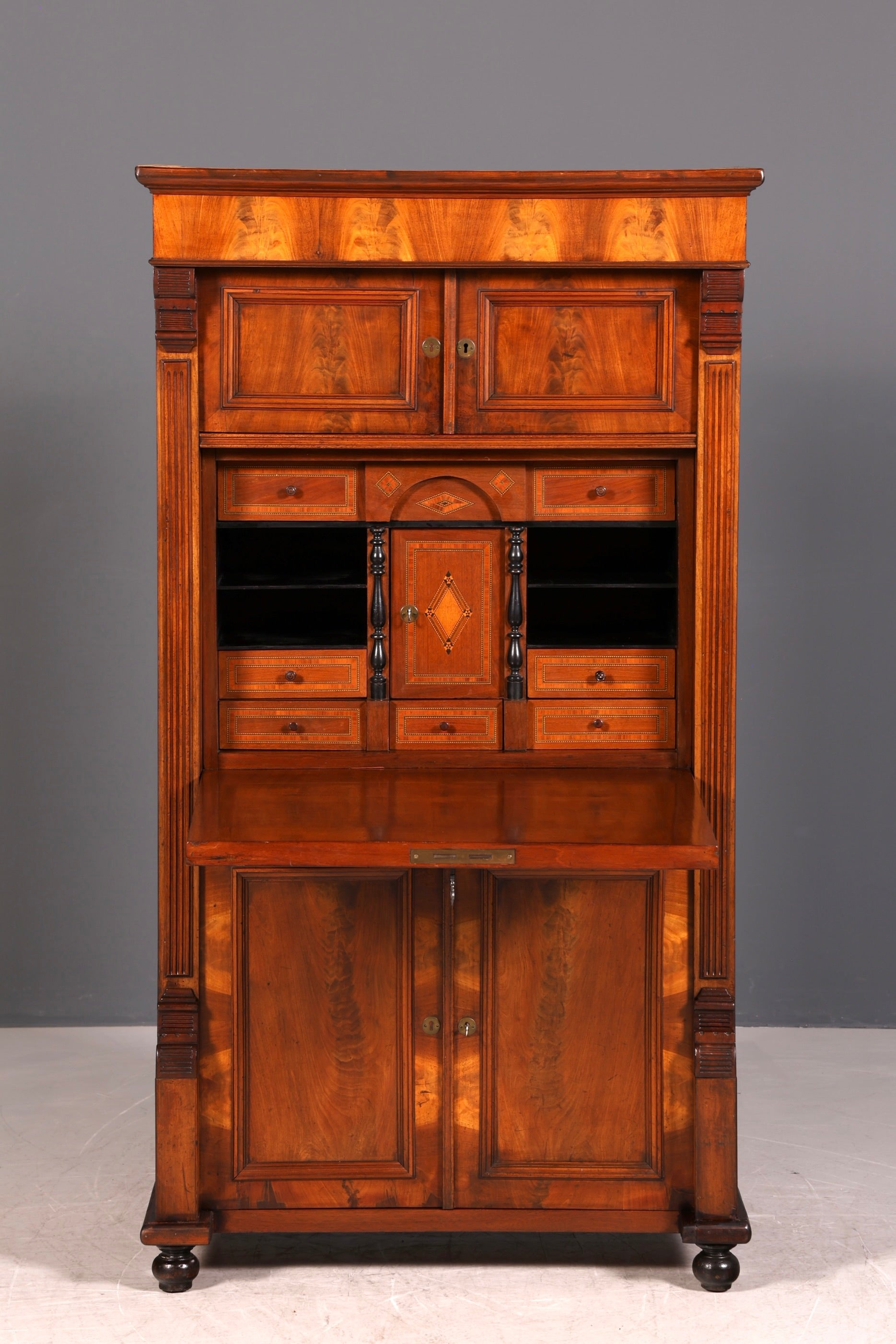 Edler Gründerzeit Sekretär Vertiko Highboard Louis Philippe Kommode Sekretär Schrank um 1880