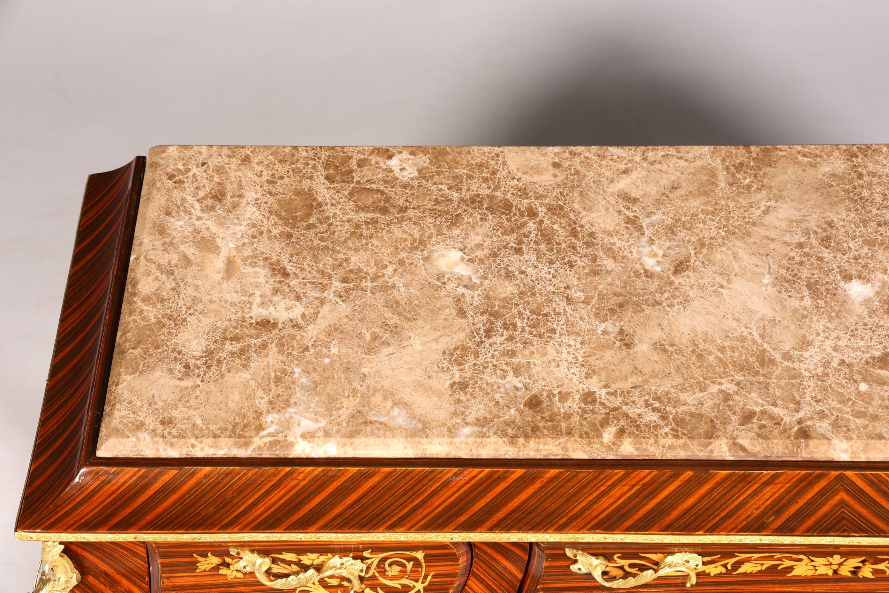 Dreamy Baroque style console table, marble, antique style inlaid console