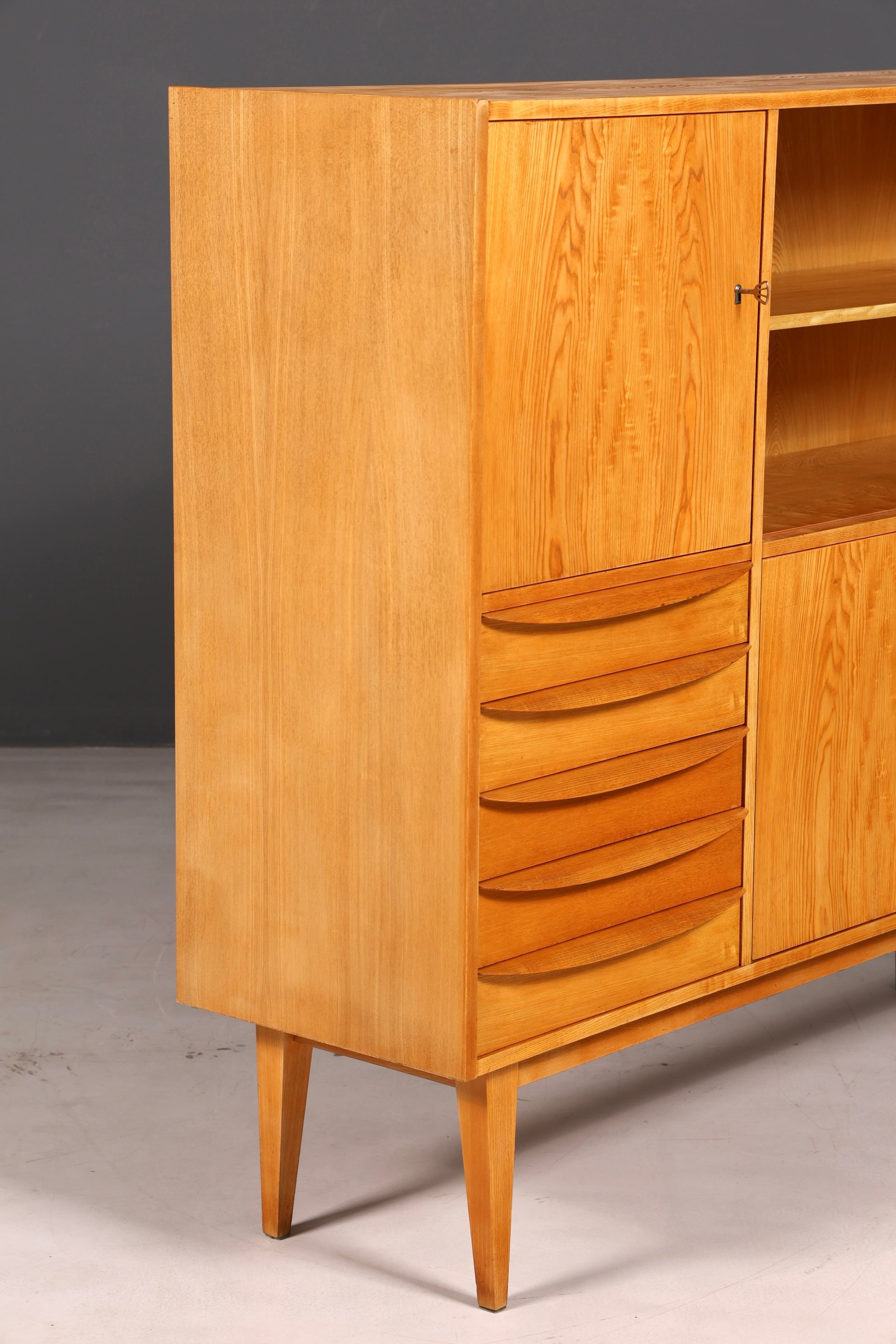 Prachtige originele Hellerau-kast, mid-century-vitrinekast, Franz Ehrlich 602, dressoir, boekenkast