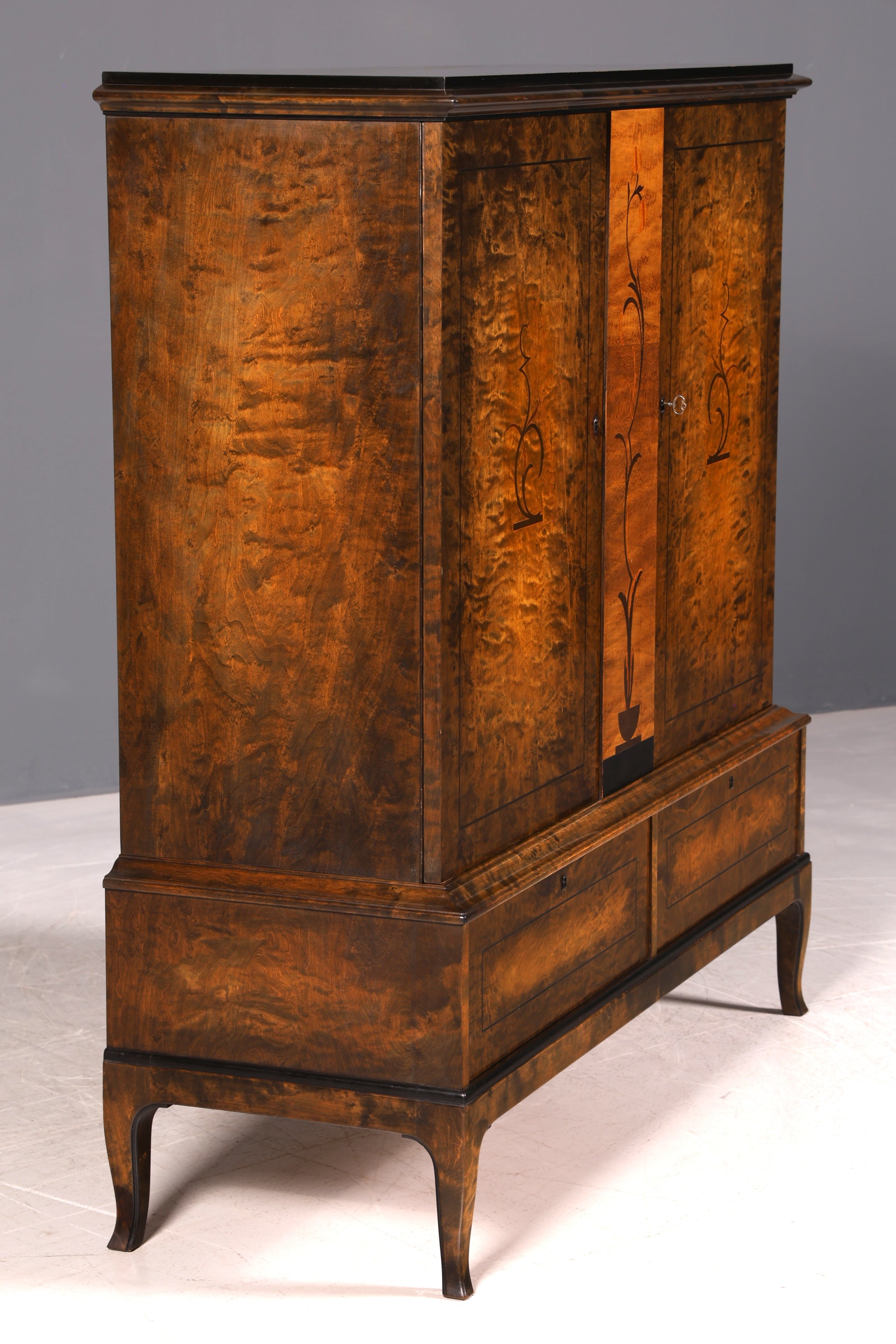 G068 Finish cm Stilvoller Original Art Deco Schrank Vertiko Sideboard um 1930 Highboard Kommode