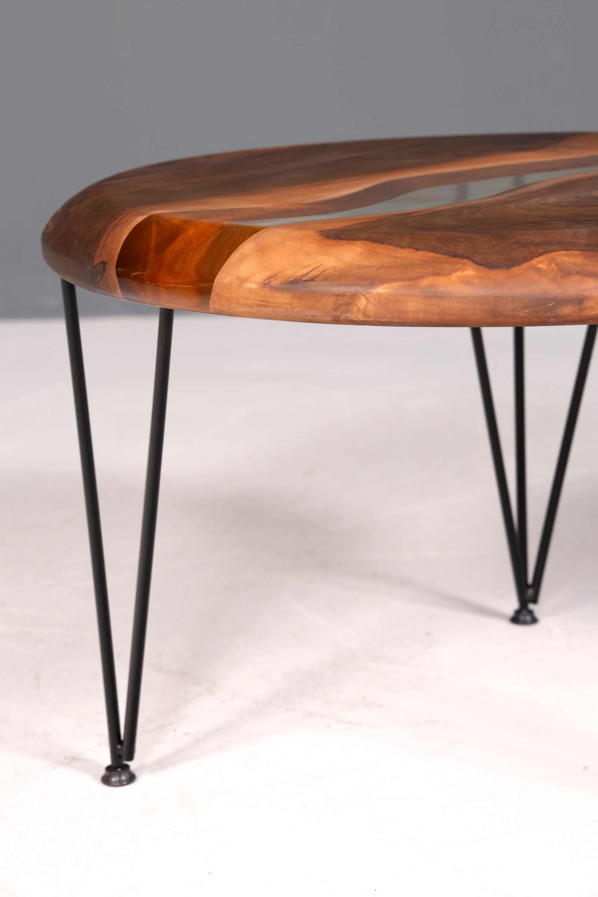 Unique epoxy resin coffee table walnut table side table green storage table