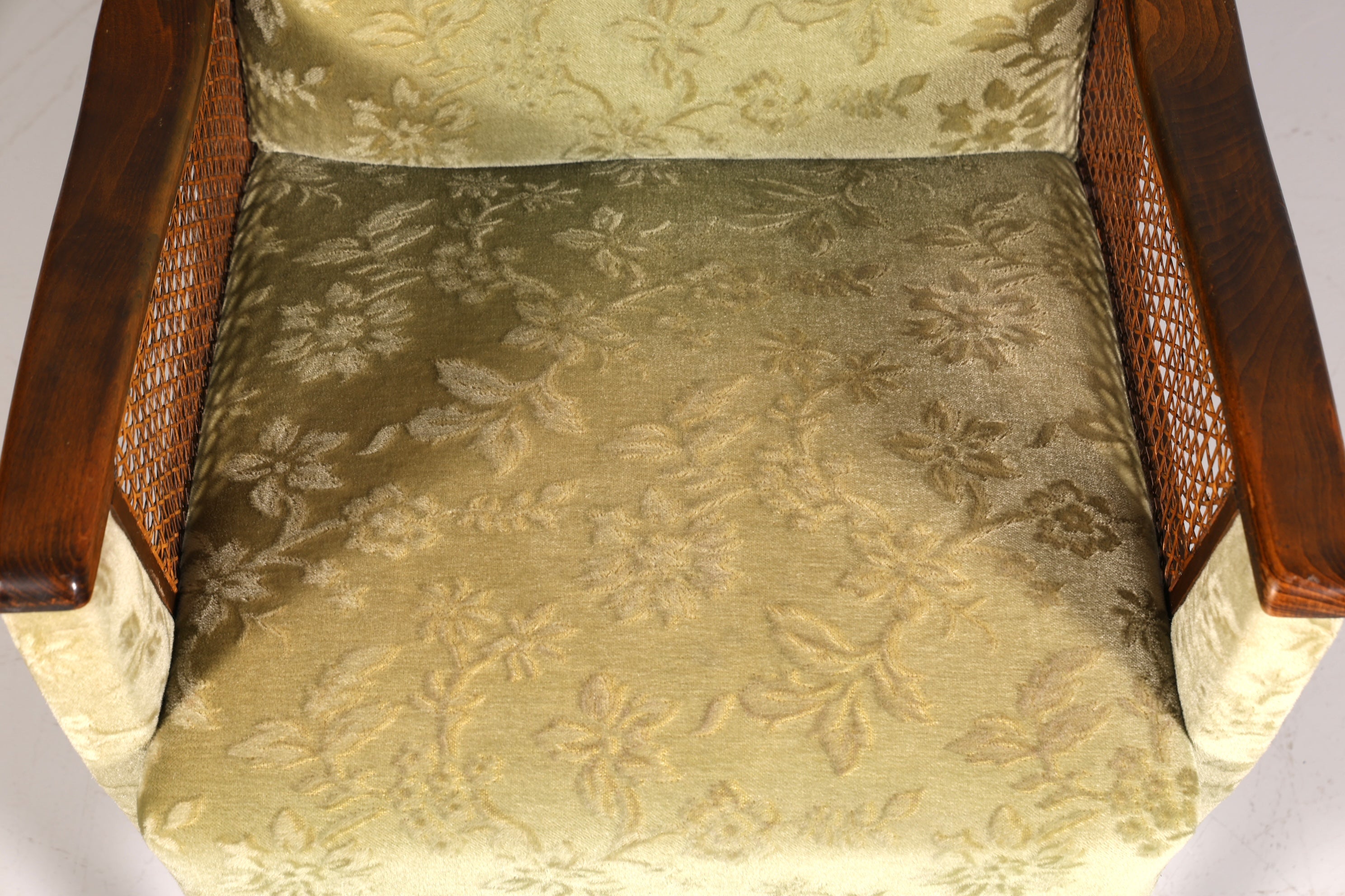 Wunderschöner Chippendale Sessel Antik Stil Wiener Geflecht Relax Sessel Vintage Samt Stoff 1 von 2