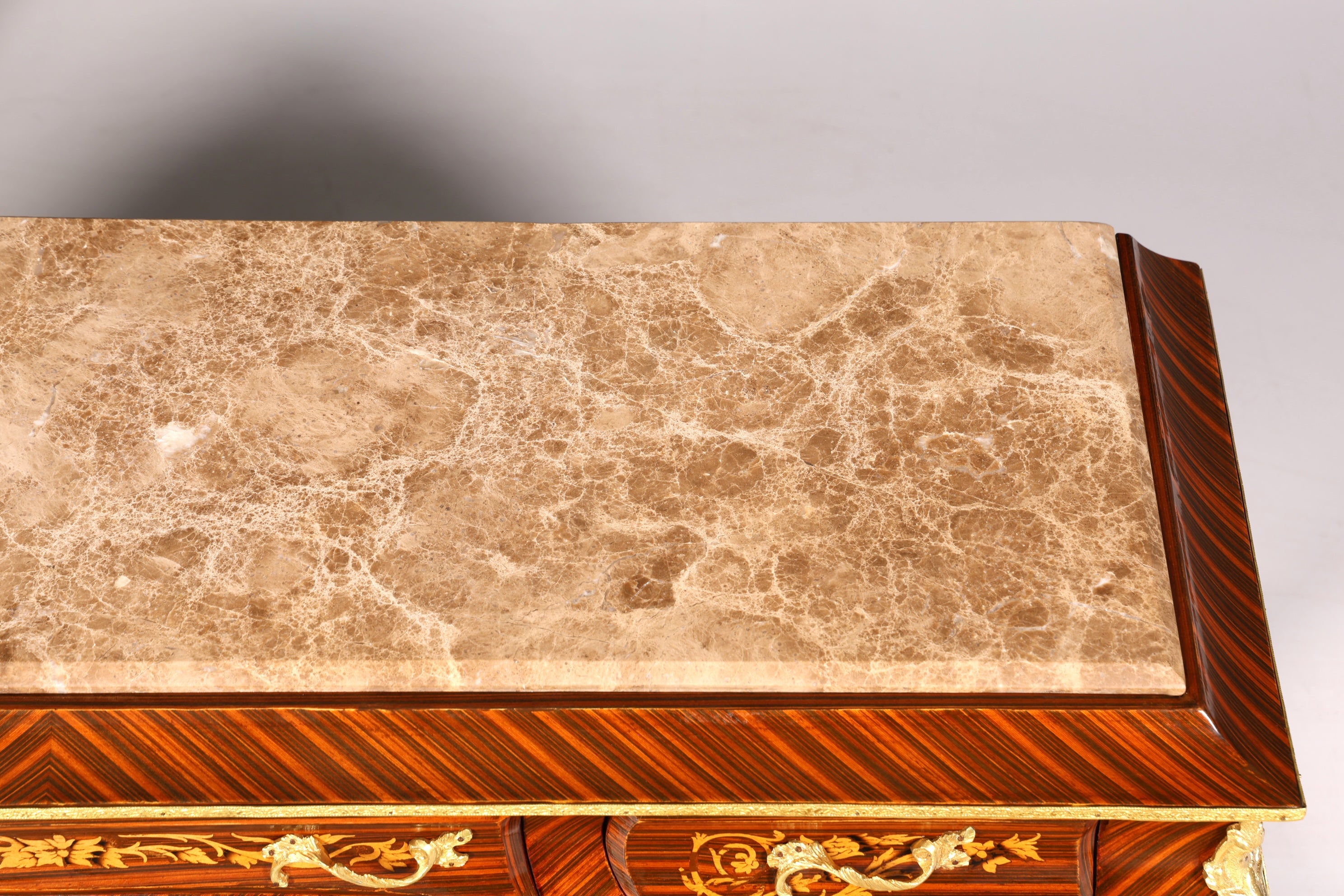 Dreamy Baroque style console table, marble, antique style inlaid console