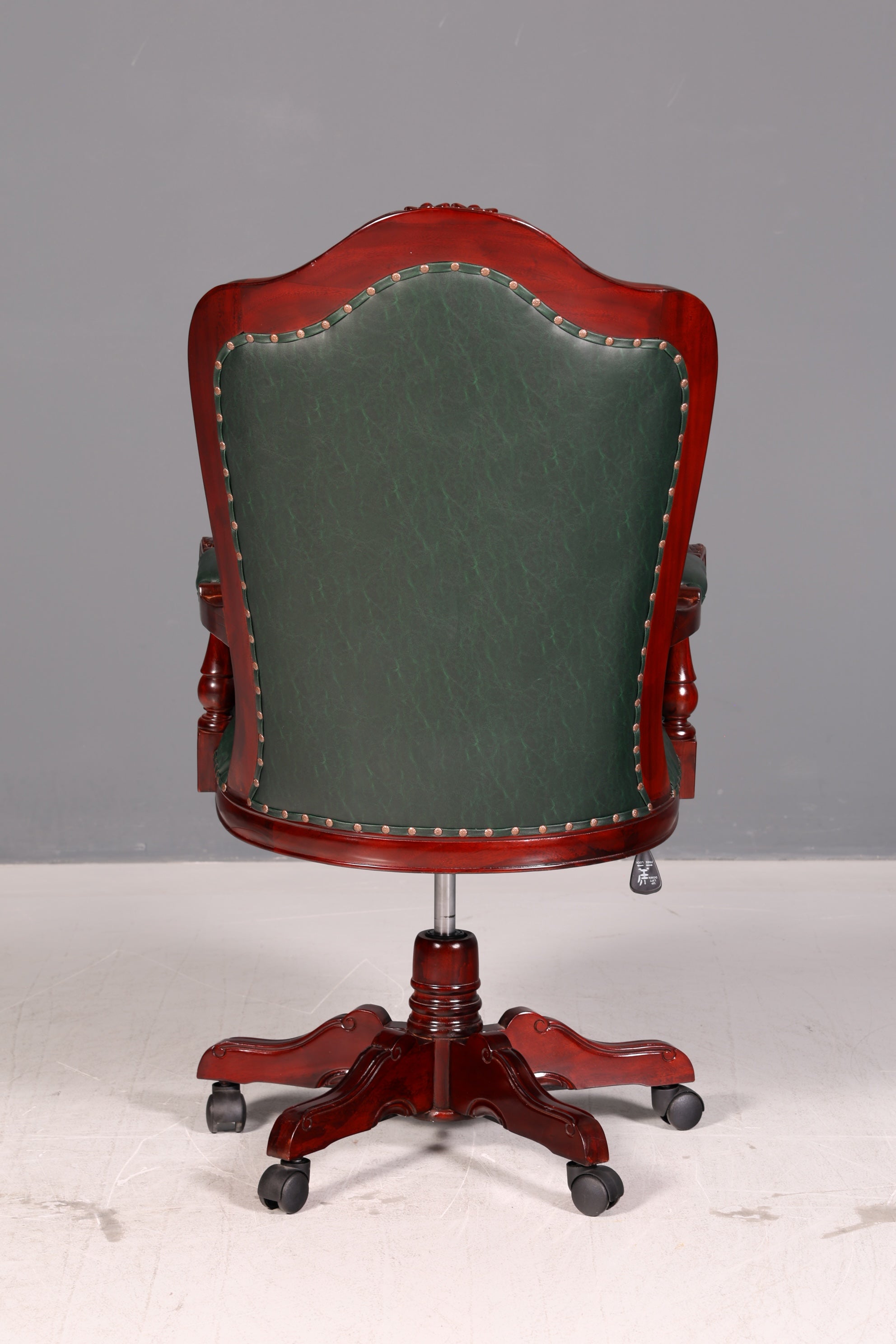 Luxe Chesterfield-bureaustoel voor directie, groen mahonie, bureaustoel, draaistoel, Engelse vintage stijl