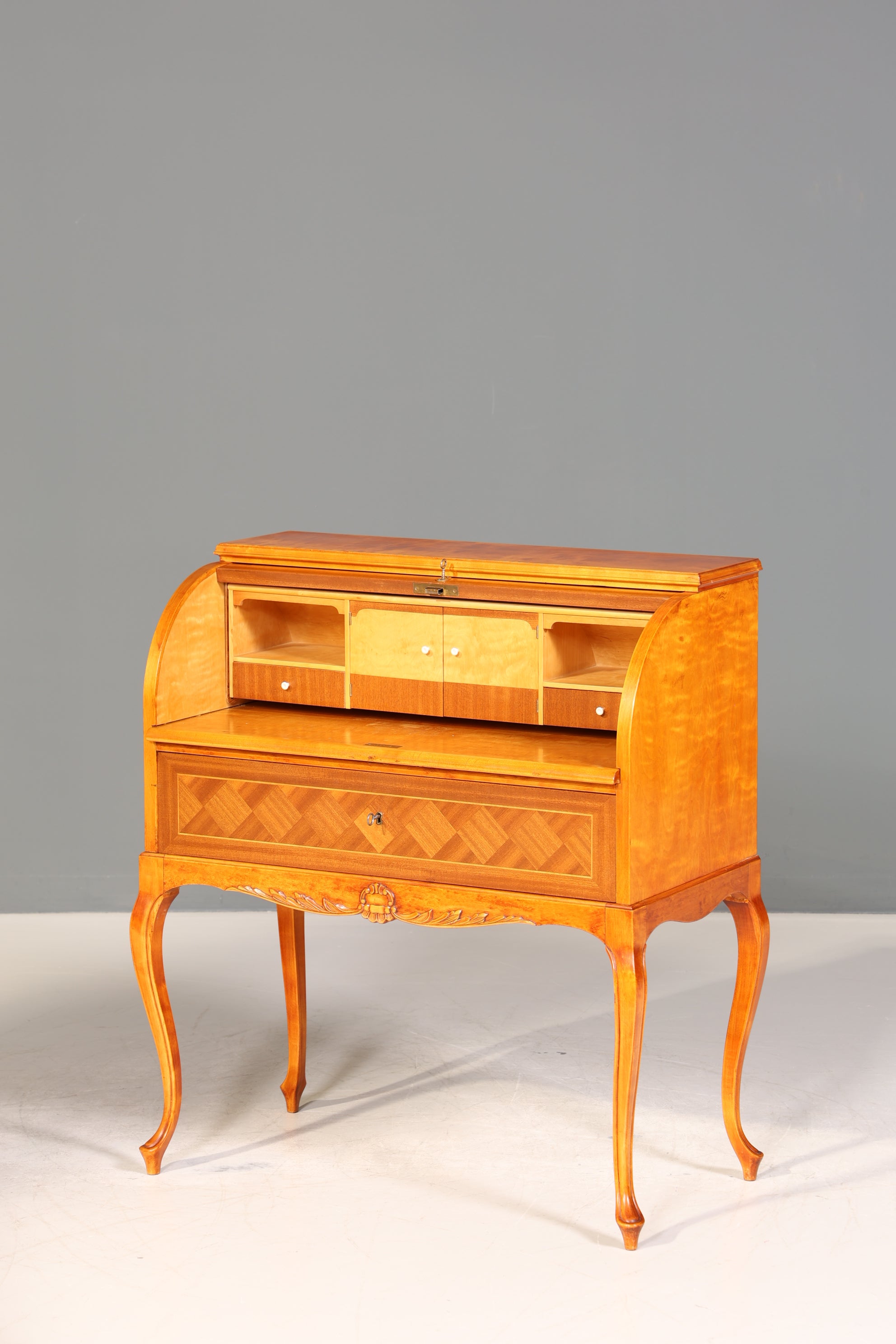 Wunderschöner Rollladen Sekretär Chippendale Stil um 1940 Büro Kommode Schreibkommode