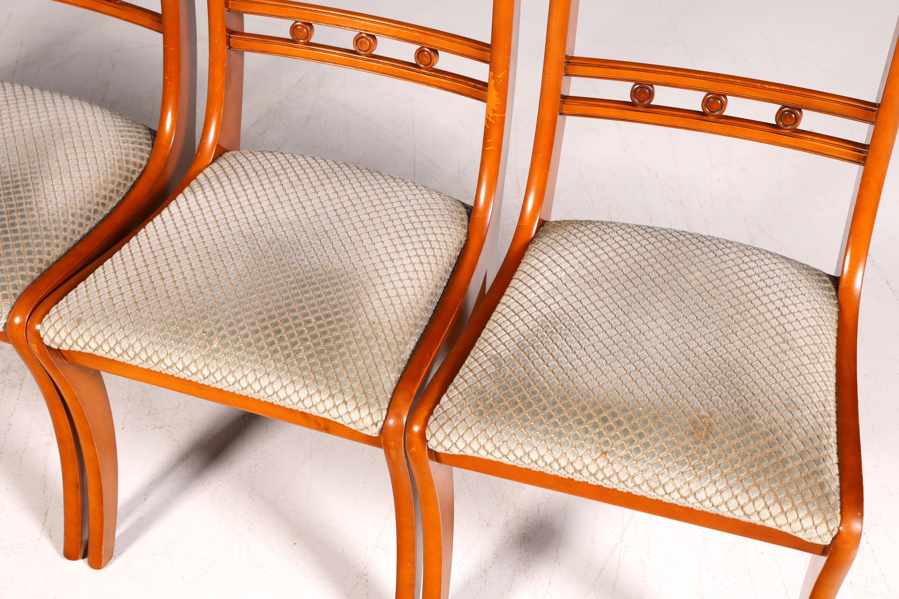 4x Englische Stühle Set Regency Dining Chairs Antik Esszimmerstühle Küchenstühle Stuhlset Vintage 60er