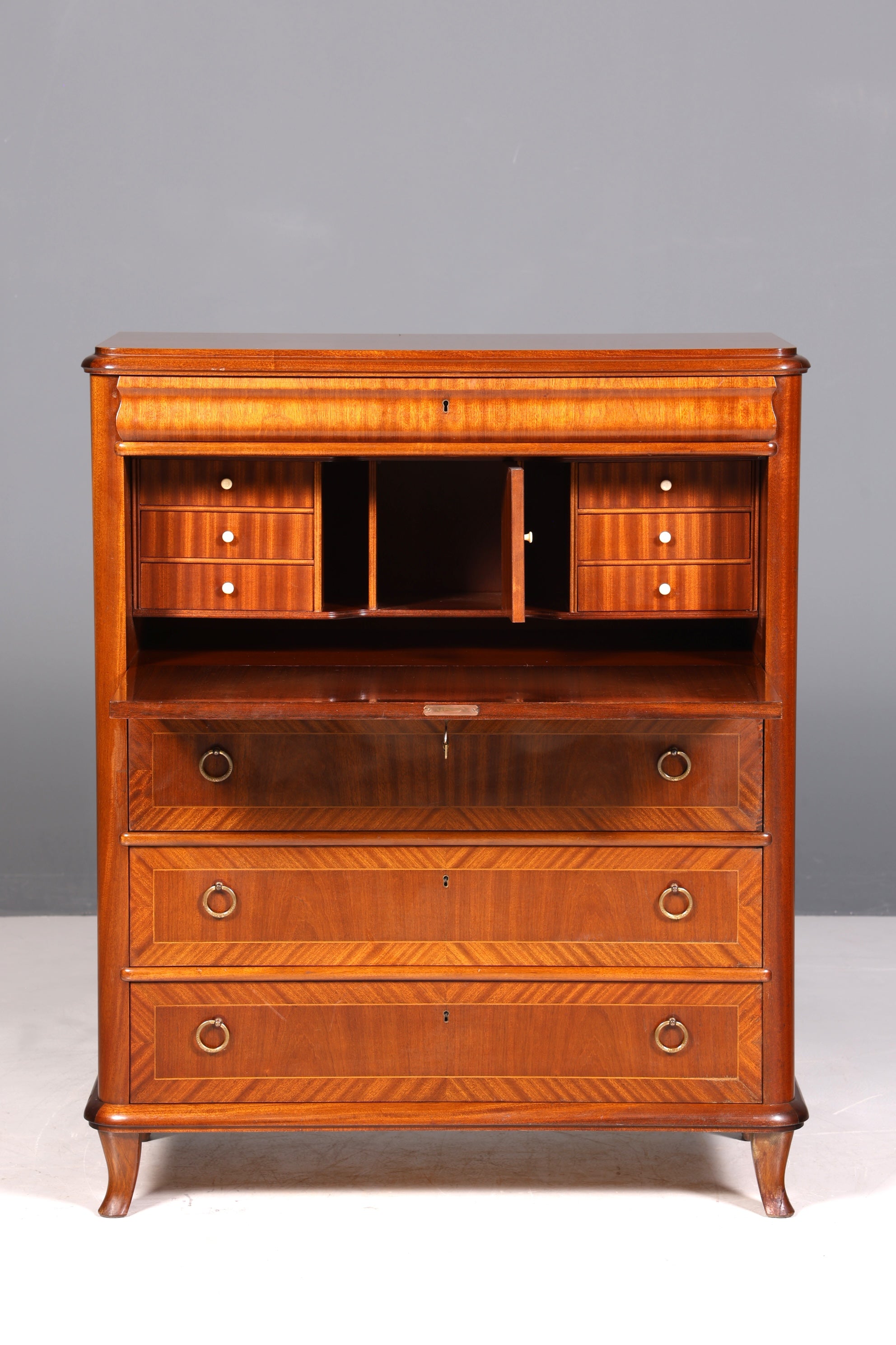 Beautiful antique-style secretary desk, office chest of drawers, Art Deco style, 1950s vertiko writing desk, chest of drawers