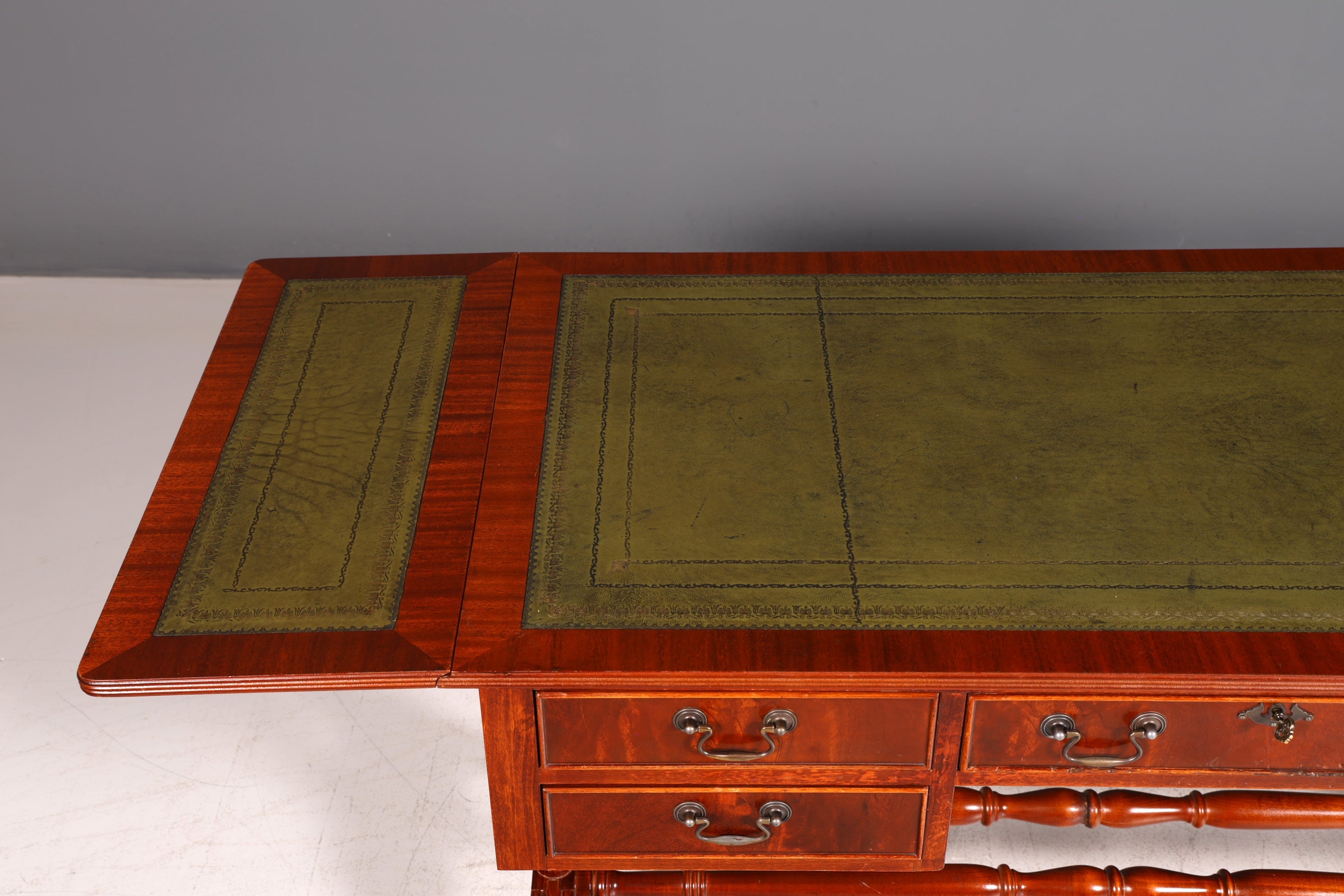 Wunderschöner Englischer Schreibtisch Regency Klappschreibtisch Echt Lederauflage Mahagoni Sofatisch Antik Stil Bürotisch
