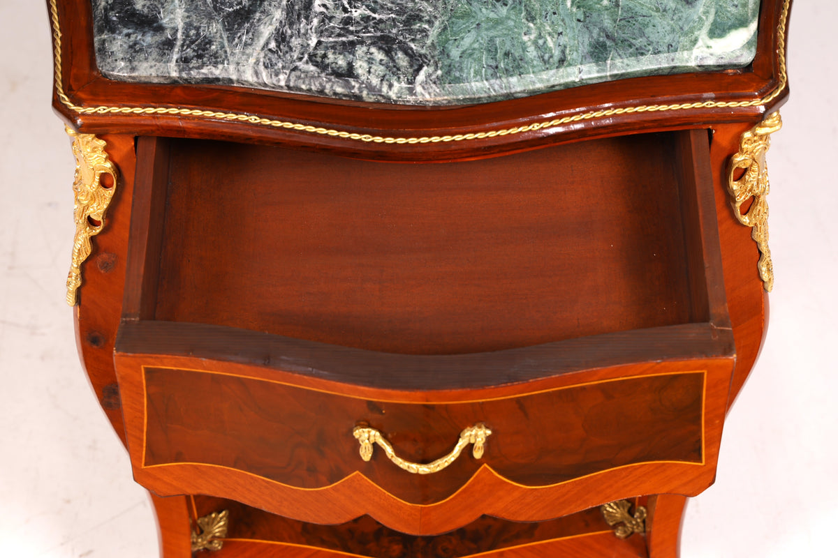 Prachtige Louis XV-bijzettafel in barokstijl, marmeren commode en telefoontafel