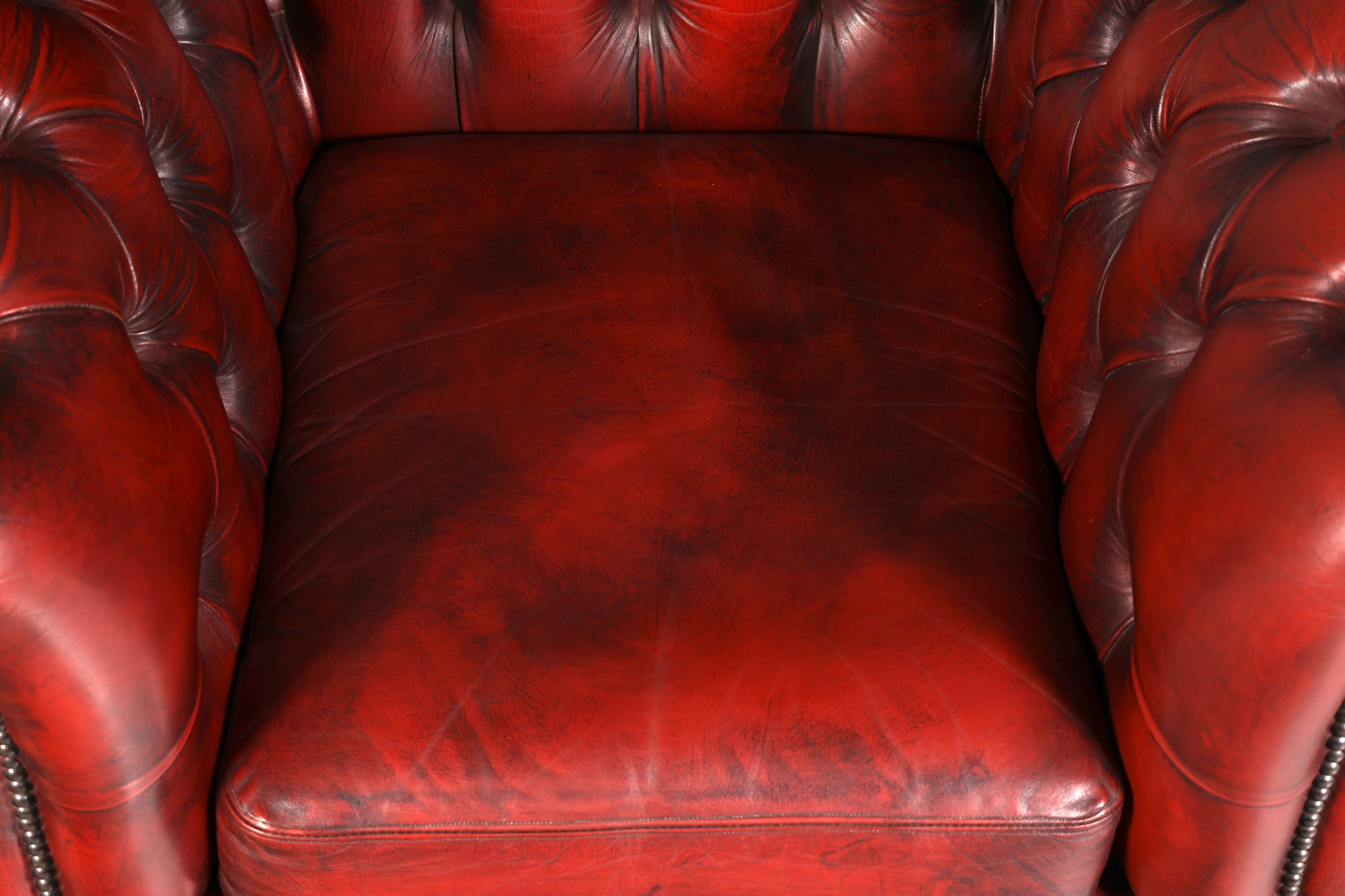 Stijlvolle originele Chesterfield fauteuil oxblood echt leer Engelse armstoel herenfauteuil antieke leren fauteuil