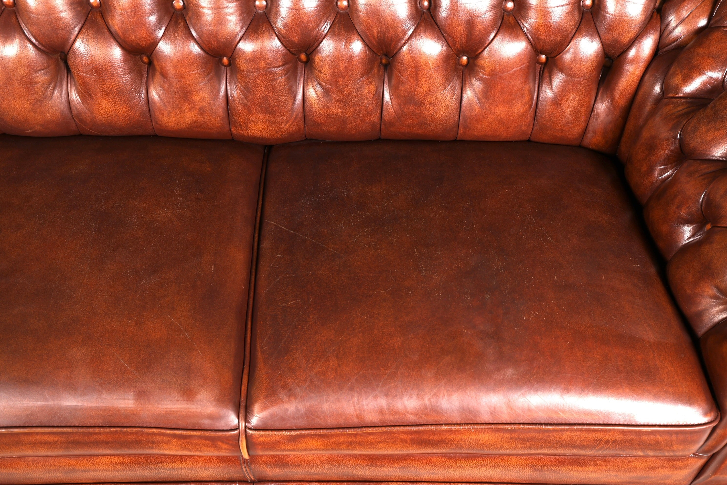 G447 Finish Wunderschönes Original Chesterfield Sofa 3- Sitzer echt Leder Oxblood Couch Englisch (Kopie)