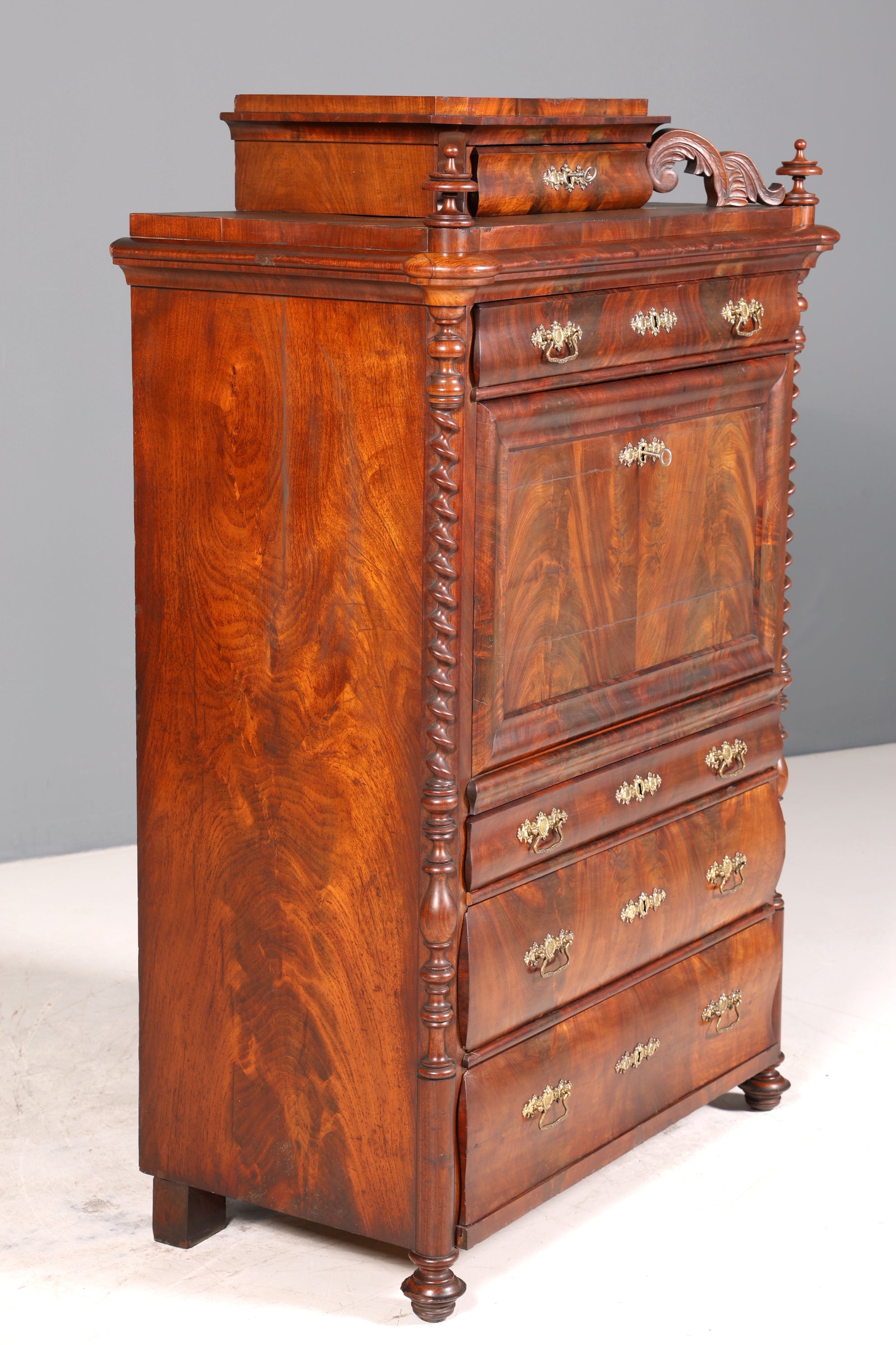 Edler Louis Philippe Sekretär Antik Biedermeier Vertiko Highboard Antik Schreibtisch Kommode