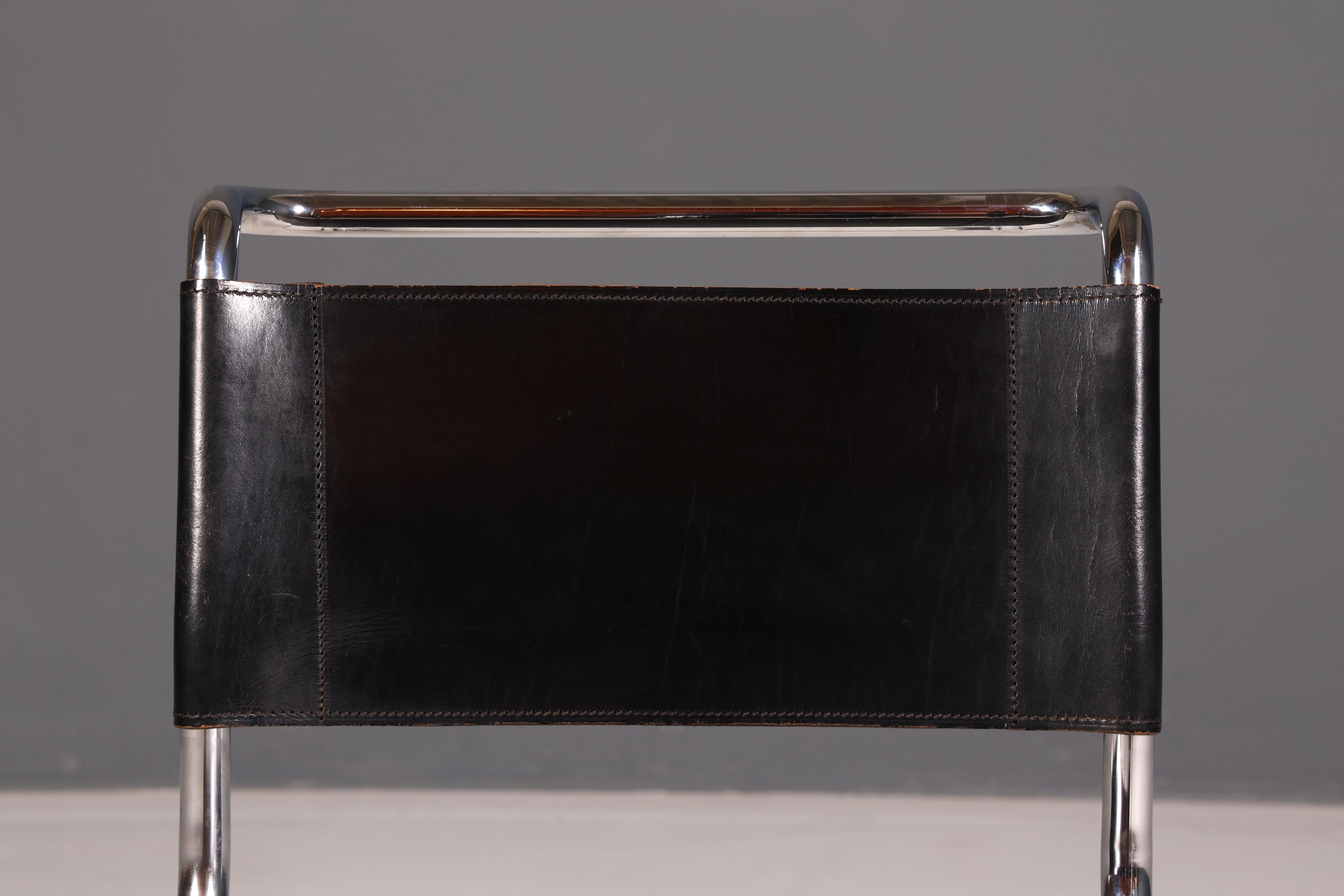 Edler Original Thonet Freischwinger Stuhl Chrom Leder Schwarz Bauhaus Designklassiker Kragstuhl Esszimmer Stuhl Vintage 2 von 2