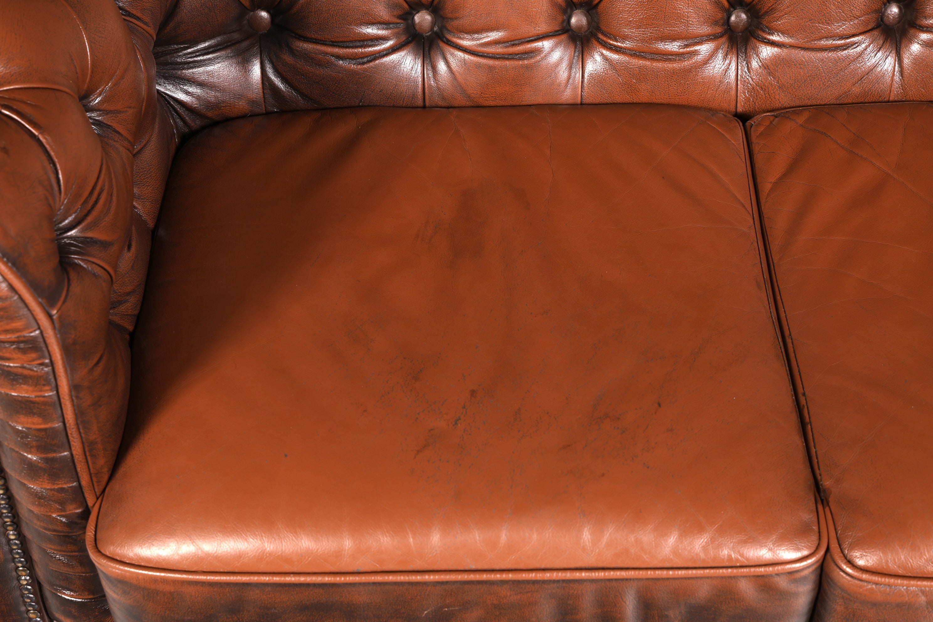 Wunderschönes Original Chesterfield 2-Sitzer Sofa Echt Leder Englische Couch England Polstersofa Antik Vintage Ledersofa