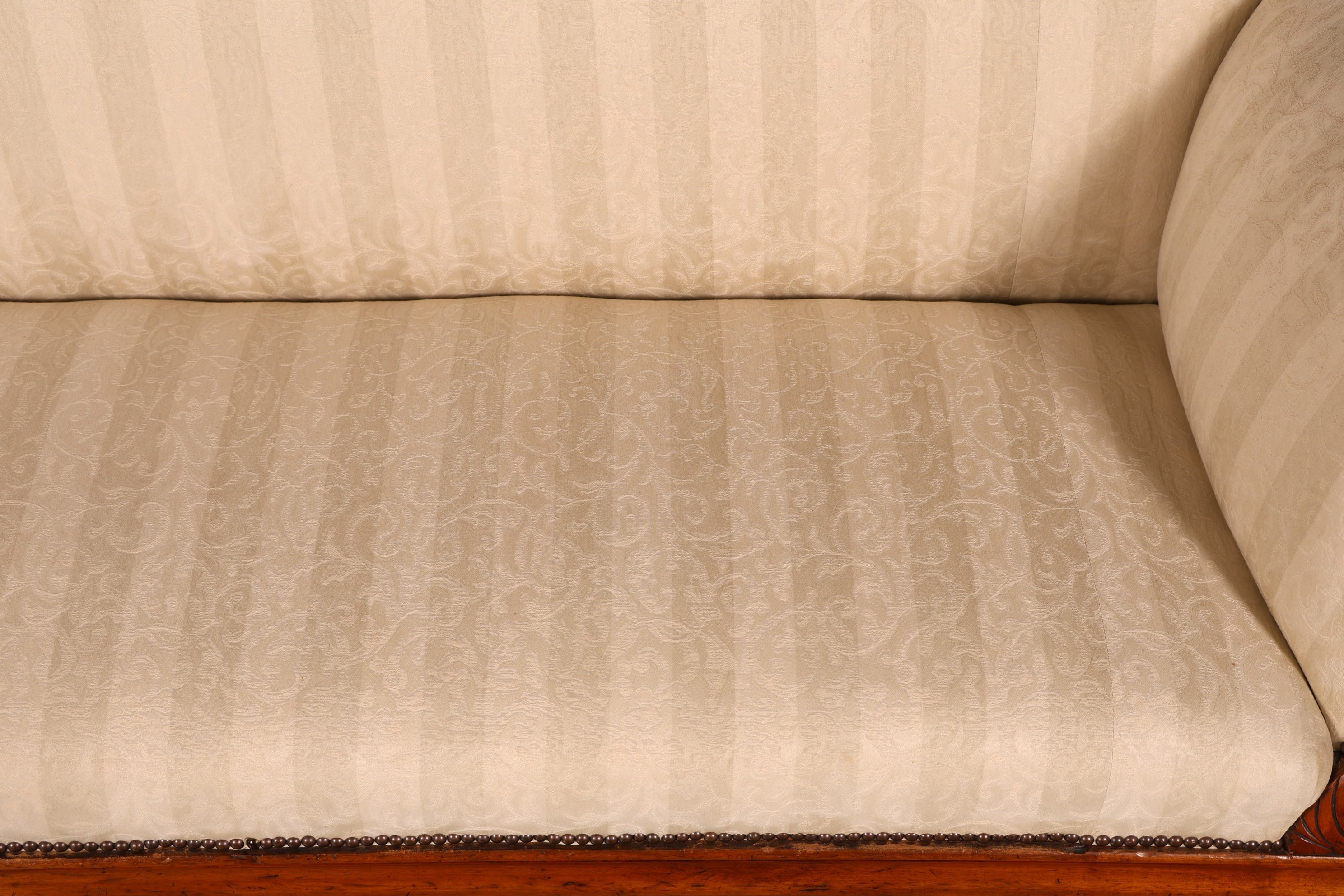 Wunderschönes Original Biedermeier Sofa Antik Louis Philippe Couch 3-Sitzer Creme Gestreift Polstersofa Récamiere
