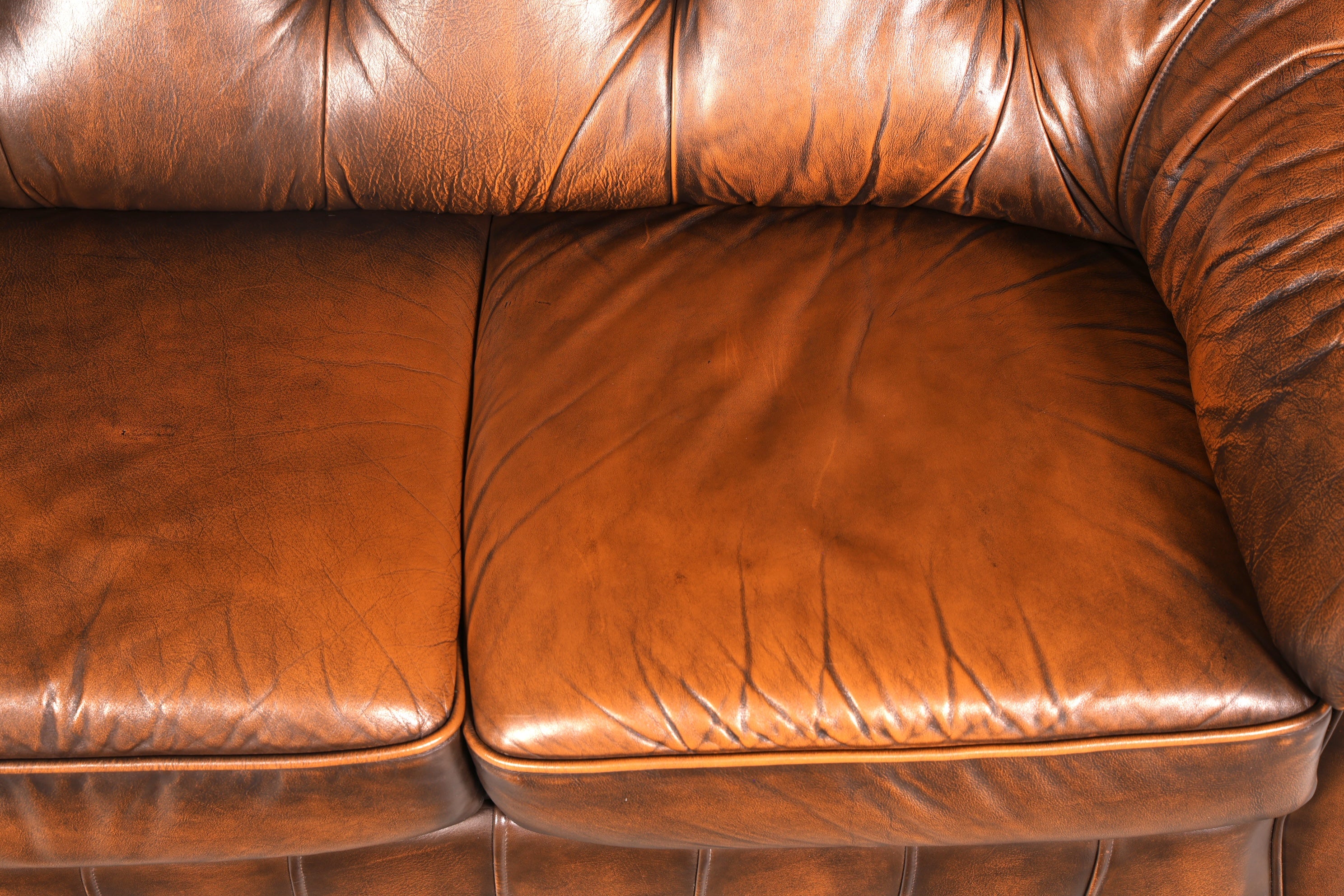 Wunderschönes Original Chesterfield Sofa 3-Sitzer Echt Leder Braun Couch Englisch Vintage