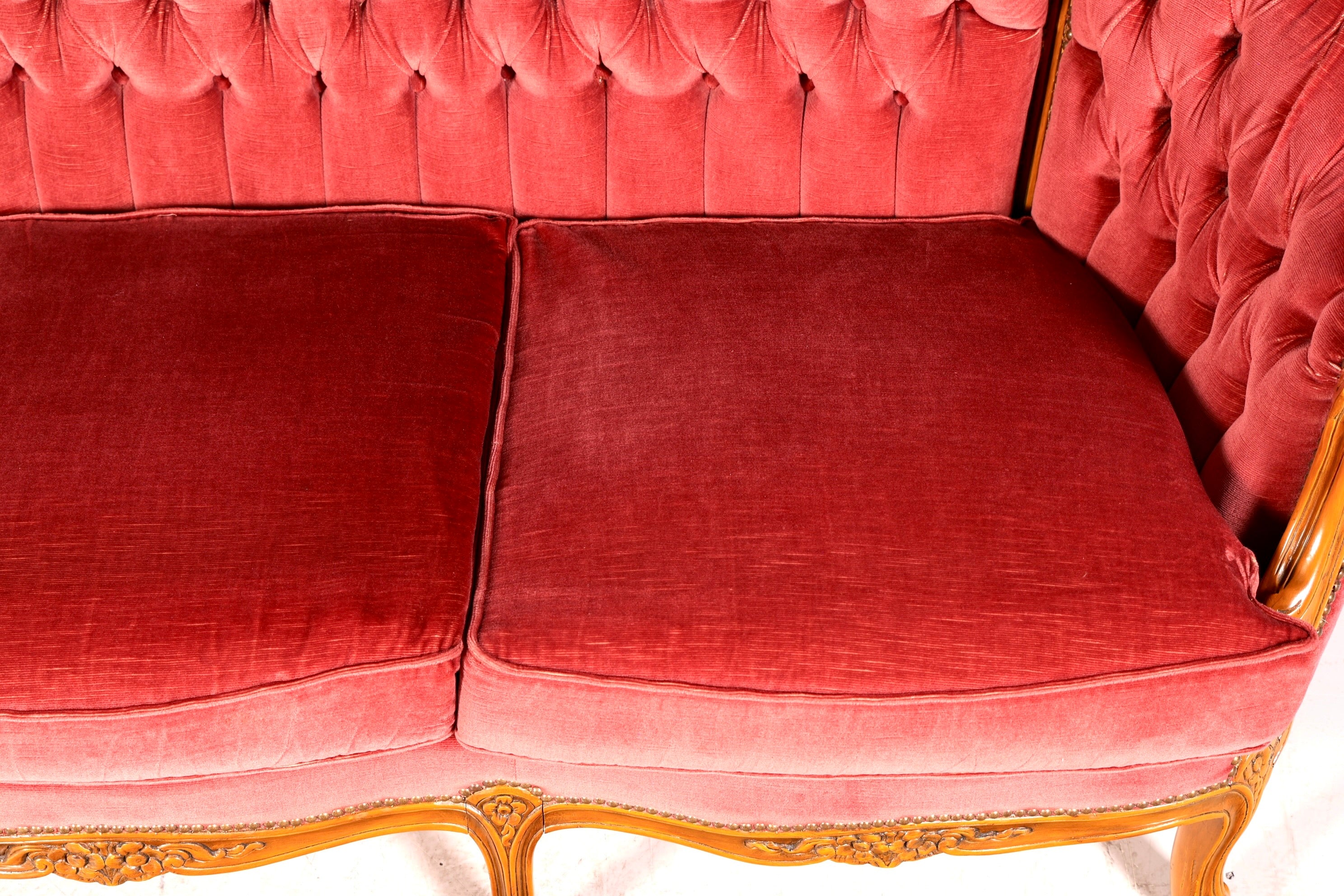 G064 Finish cm Wunderschönes Chippendale Sofa Barock Stil Couch Samt Stoff 3 Sitzer