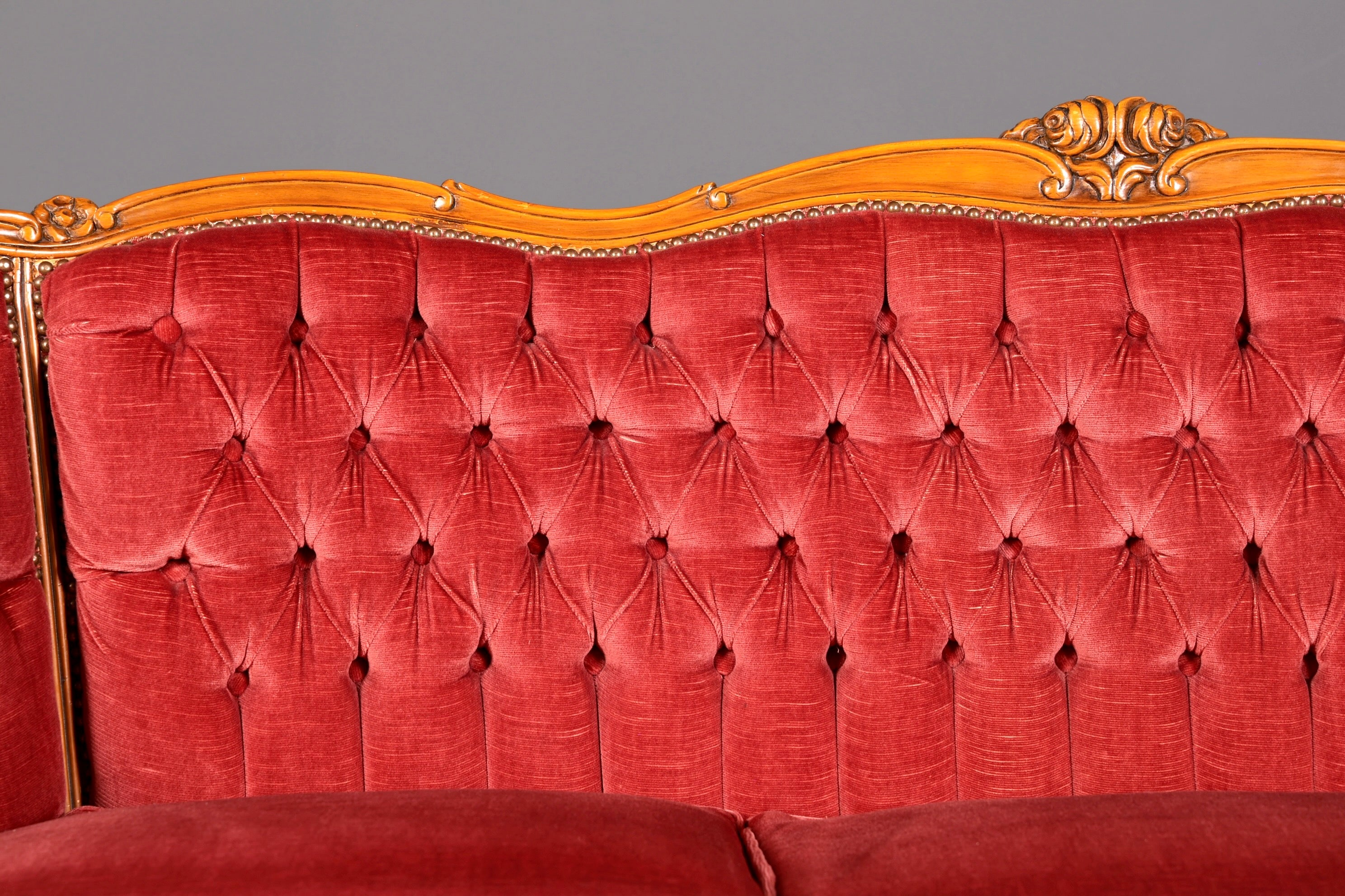 G064 Finish cm Wunderschönes Chippendale Sofa Barock Stil Couch Samt Stoff 3 Sitzer