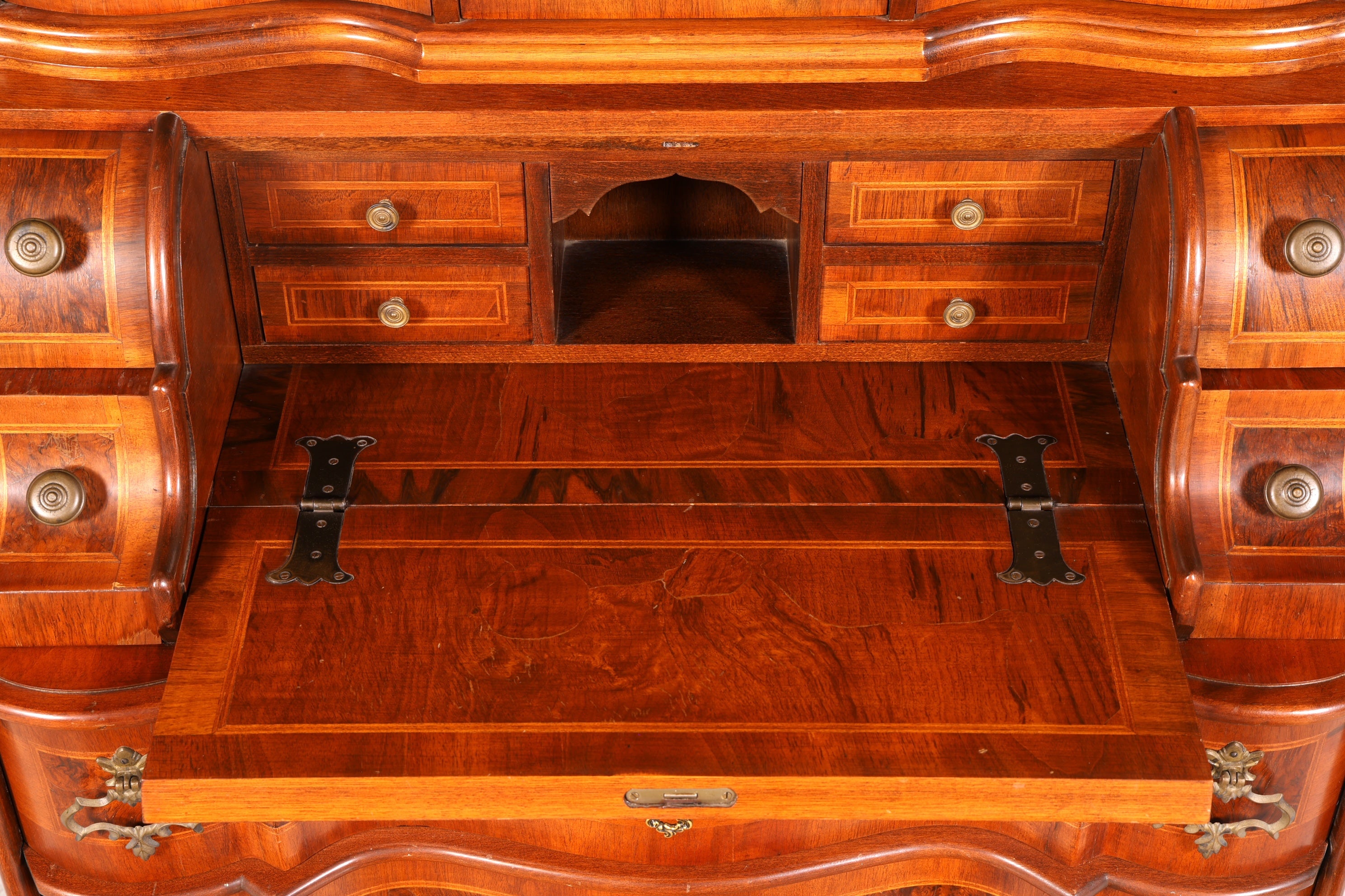 Beeindruckender Barock Aufsatzsekretär Sekretär Schreibschrank Tabernakel Antik Stil Massivholz Vintage