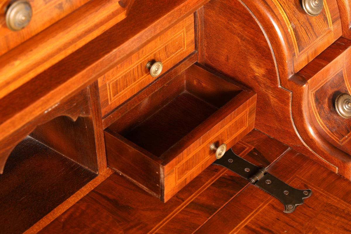 Impressive Baroque secretary desk, writing cabinet, tabernacle-style, antique design, solid wood, vintage