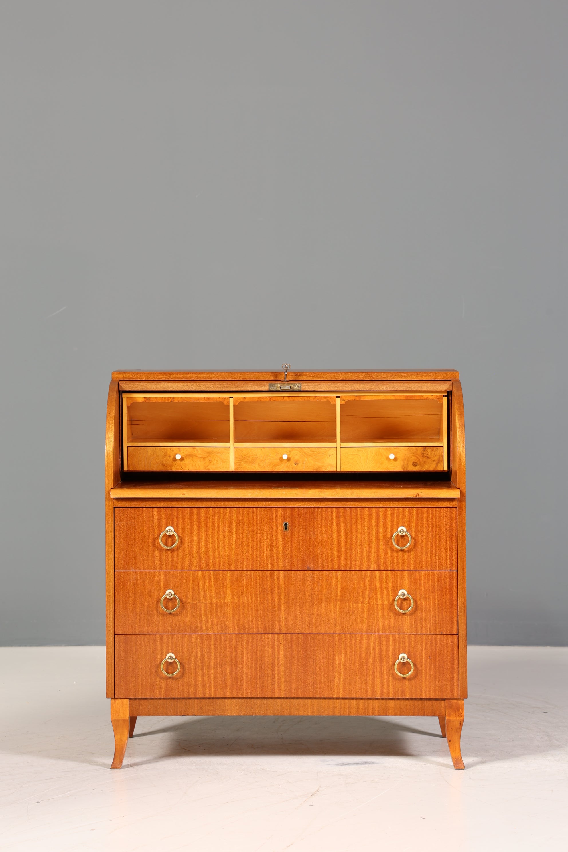 Traumhafter Mid Century Rollladen Sekretär echt Holz Büro Schrank Retro Schreibkommode