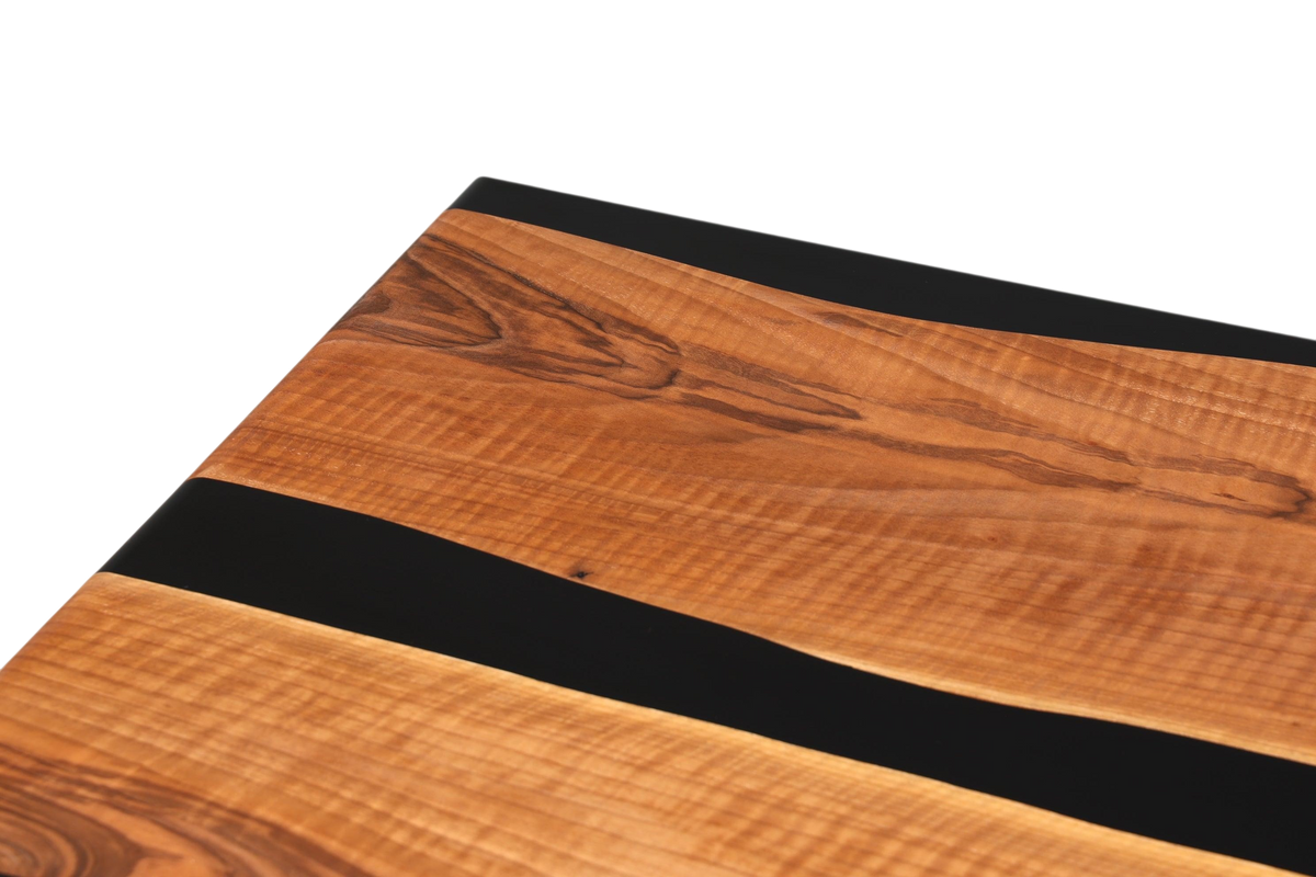 Wunderschöner Epoxidharz Tisch 220-90 cm Epoxy Schwarz Nussbaum Esszimmer Tisch massiv Holz Esstisch