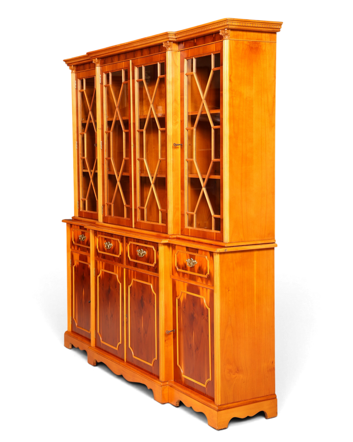 Traumhafte Englische Vitrine Bücherschrank Buffet Antik Stil Englisch Eibe Glasvitrine Bibliothek