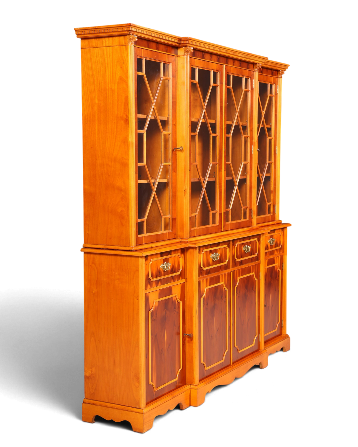 Traumhafte Englische Vitrine Bücherschrank Buffet Antik Stil Englisch Eibe Glasvitrine Bibliothek