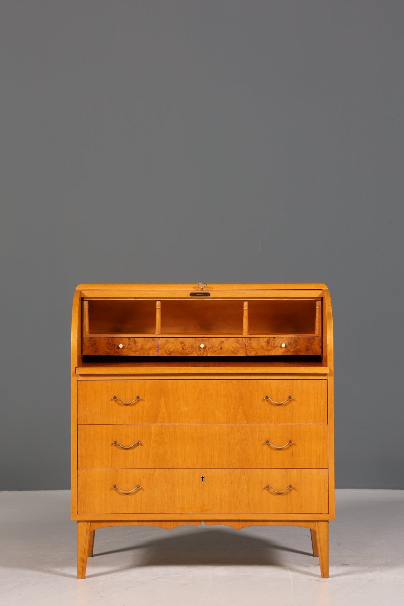 Stilvoller Mid Century Rollladen Sekretär Danish Design echt Holz Rollladen Kommode