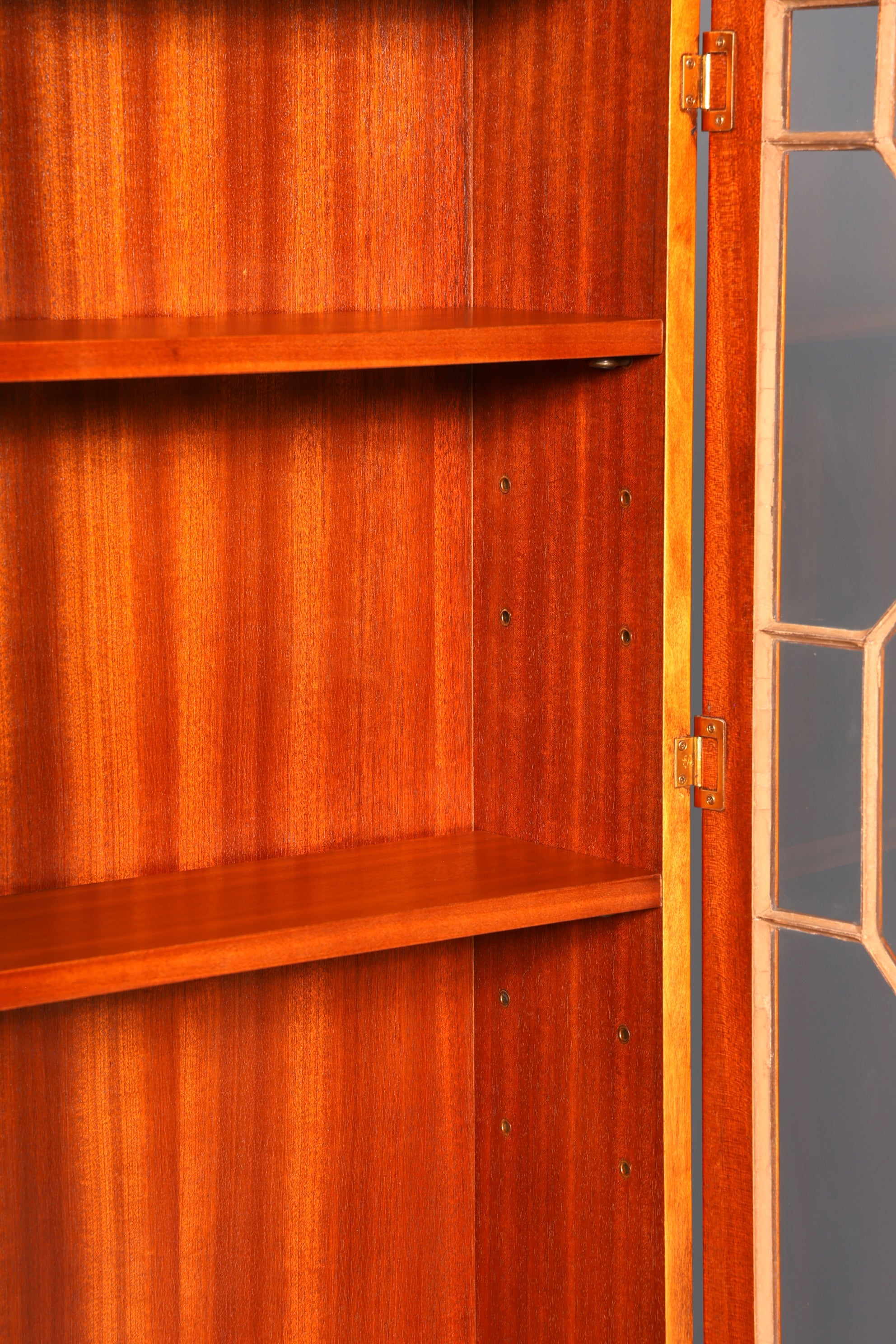 Stylish English secretary desk, office desk, yew wood, antique style, genuine leather top, display cabinet, UK