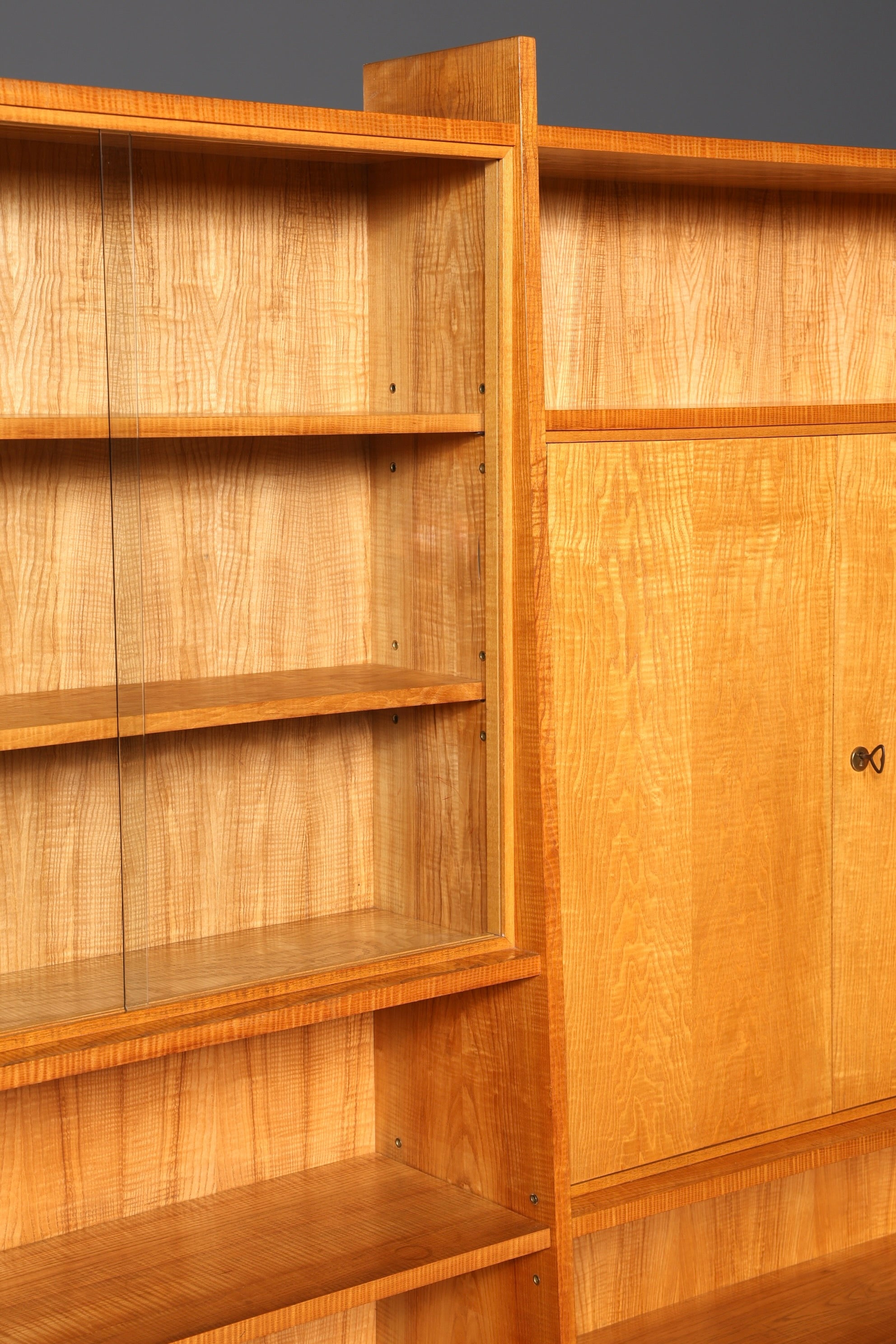 Beautiful XXL Mid Century Cabinet, Vintage Bookshelf, Library Display Case, Wooden Bookshelf
