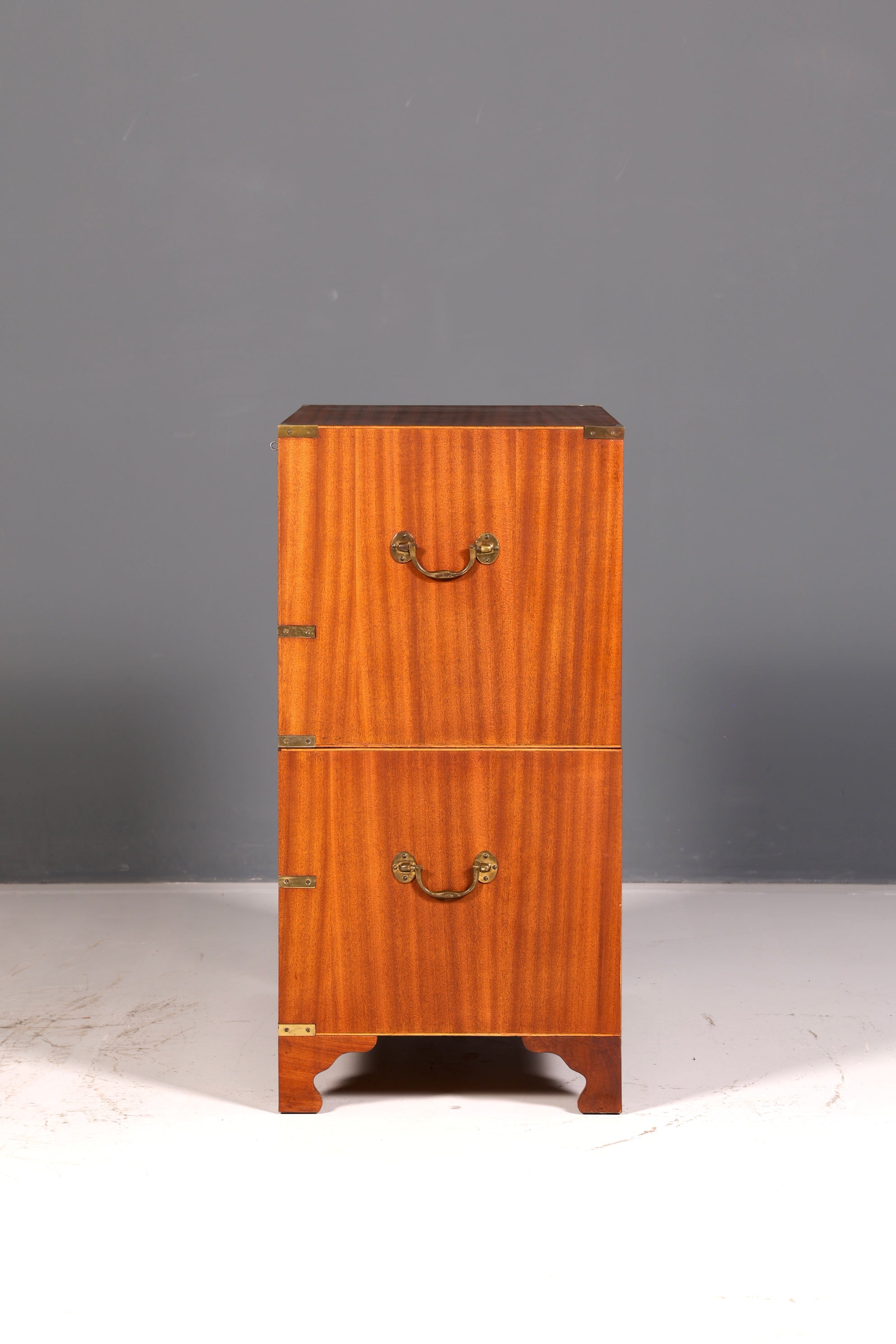 Prachtige maritieme Engelse secretaire-schrijfcommode met echt leren blad, antiek vintage