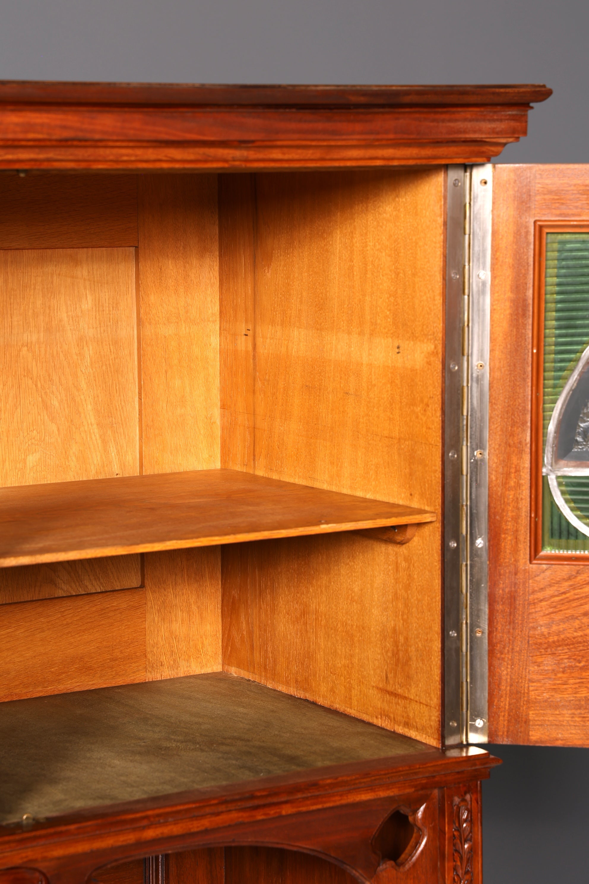 Wunderschöne Jugendstil Vitrine Antike Holz Bücherschrank Antik Schrank Geschirrschrank