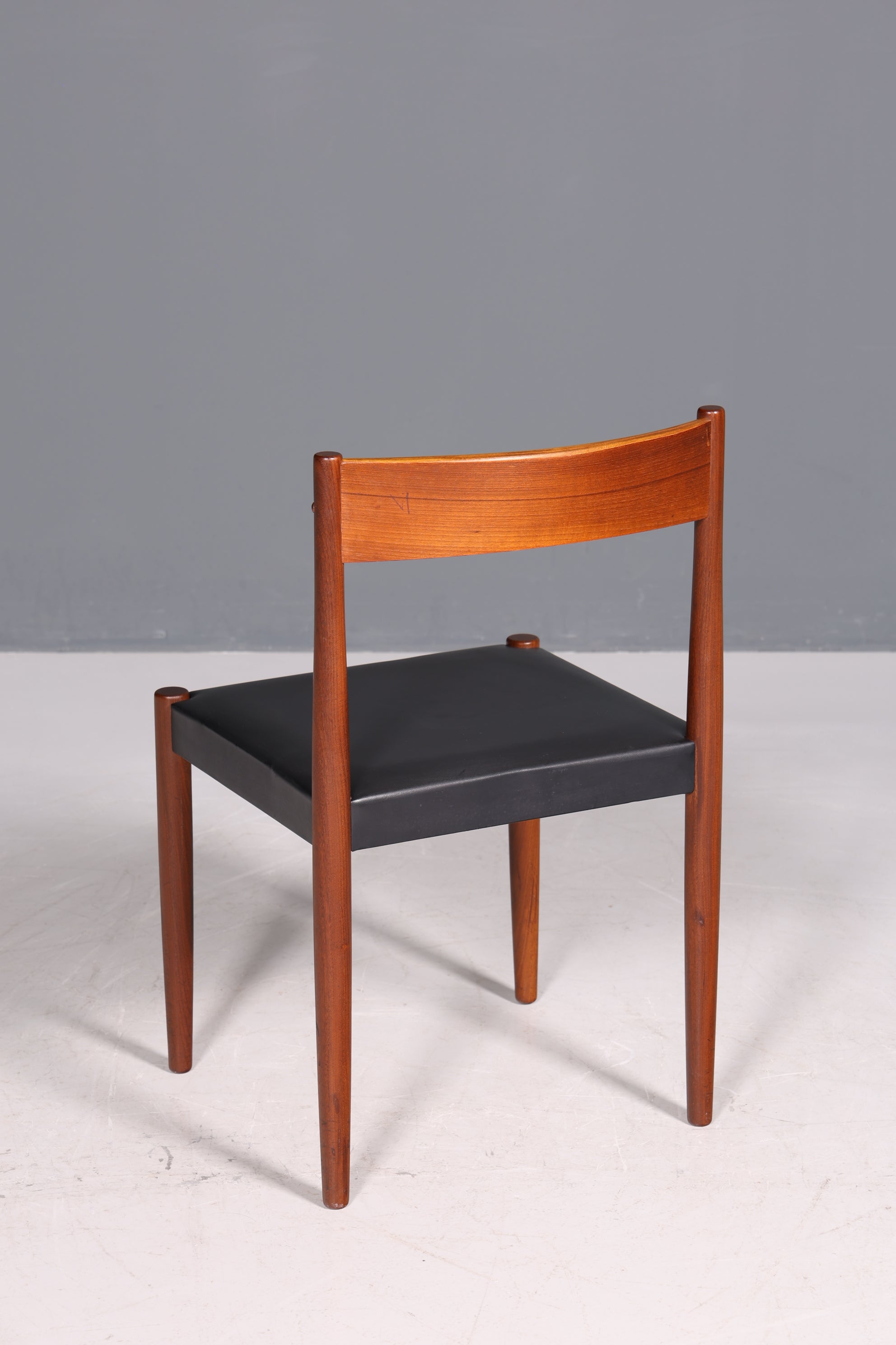 Schlichter Mid Century Stuhl Palisander Retro Sekretär Stuhl echt Leder Danish Design Küchenstuhl 1 von 2