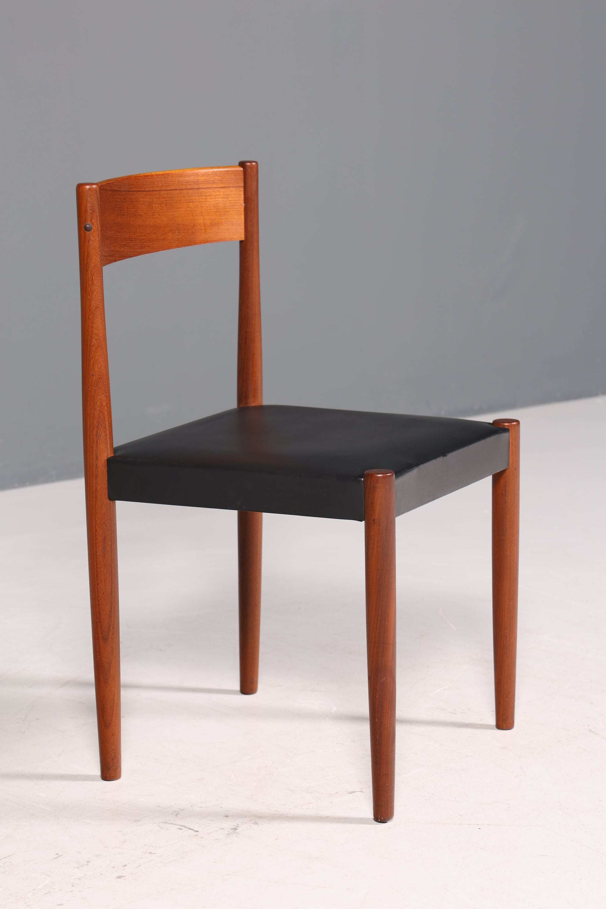 Schlichter Mid Century Stuhl Palisander Retro Sekretär Stuhl echt Leder Danish Design Küchenstuhl 2 von 2