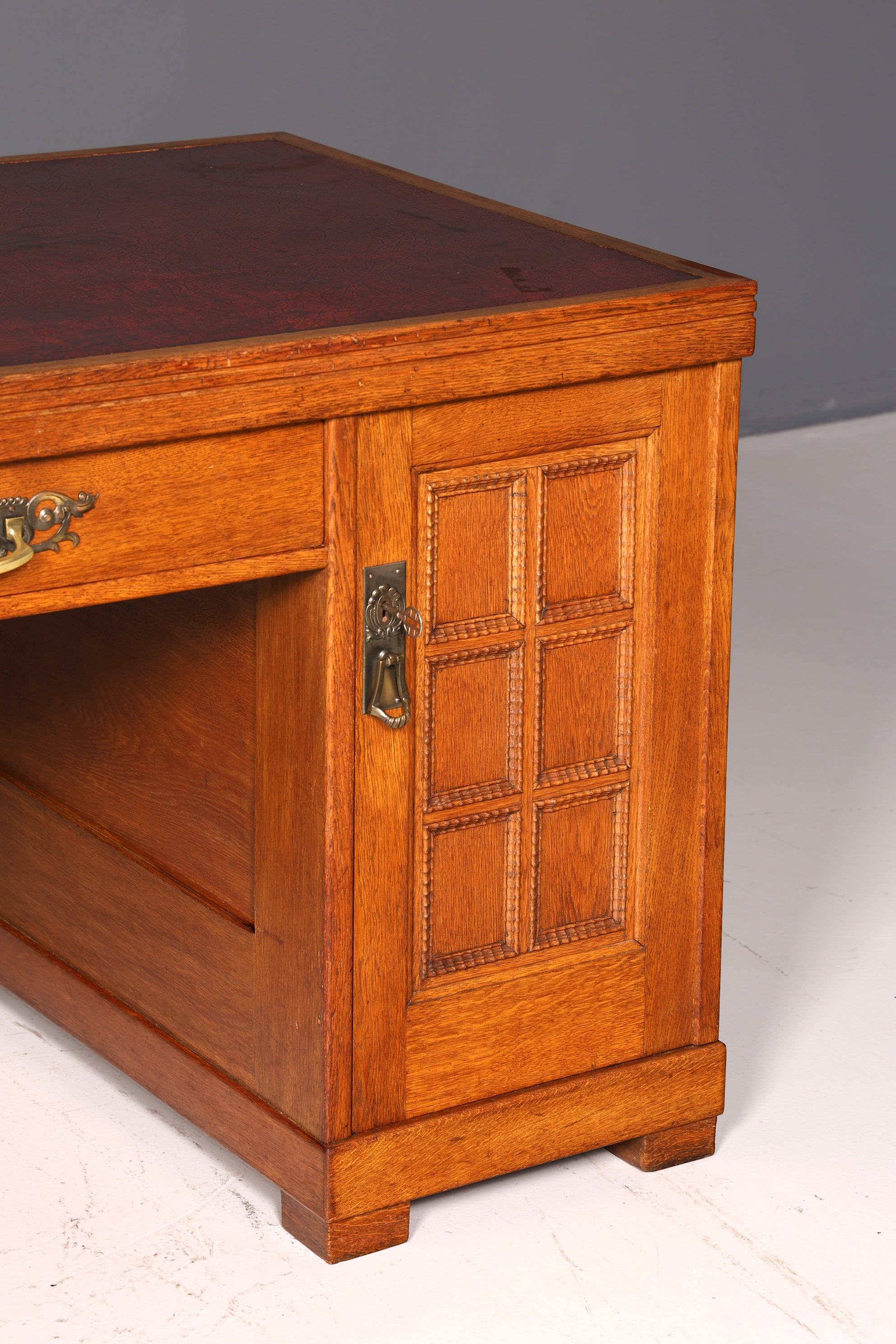Wunderschöner Jugendstil Schreibtisch Eiche Echt Holz Bürotisch Office Table Antik Vintage