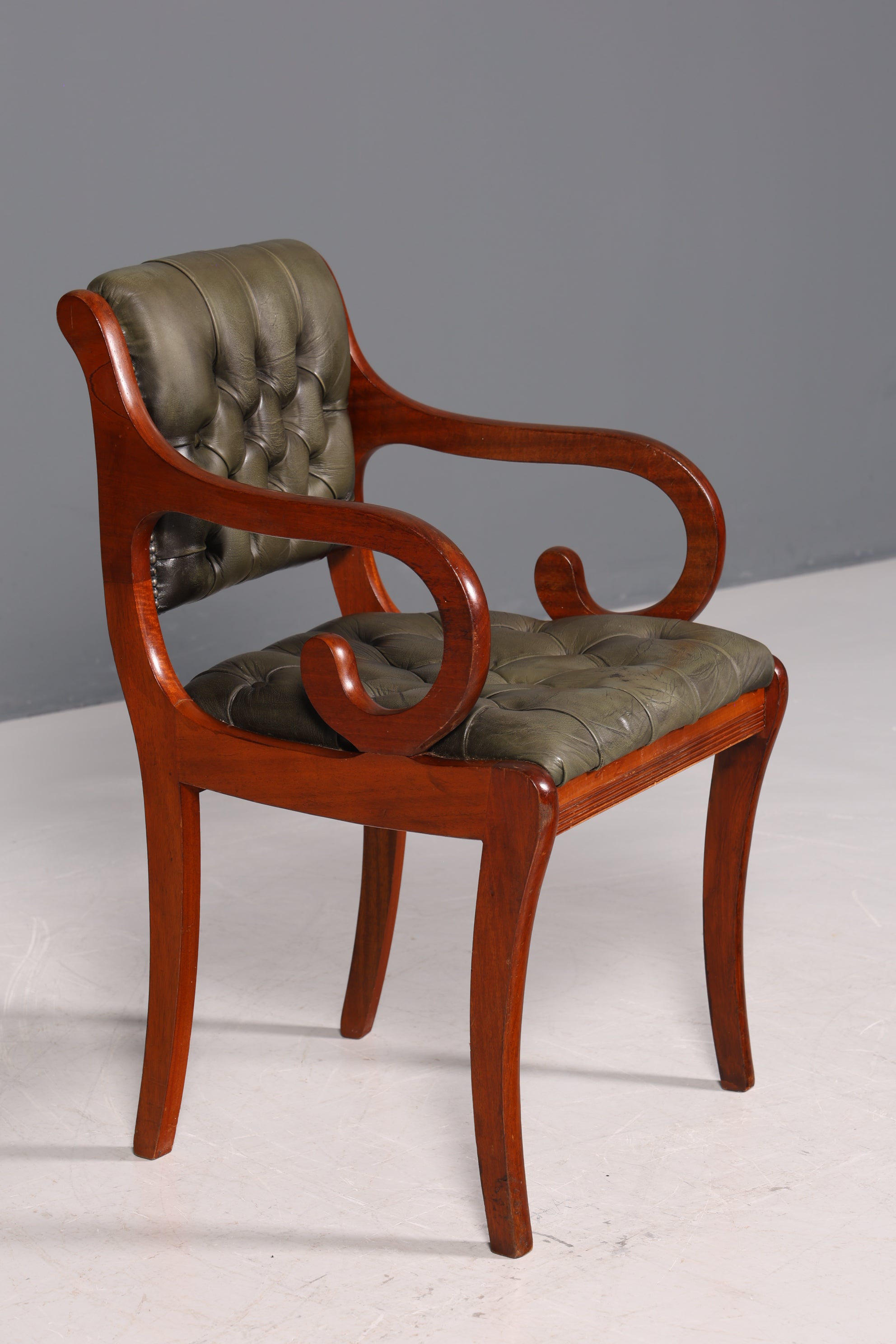 Original Chesterfield armchair Canterbury English kitchen chair secretary chair genuine leather chair