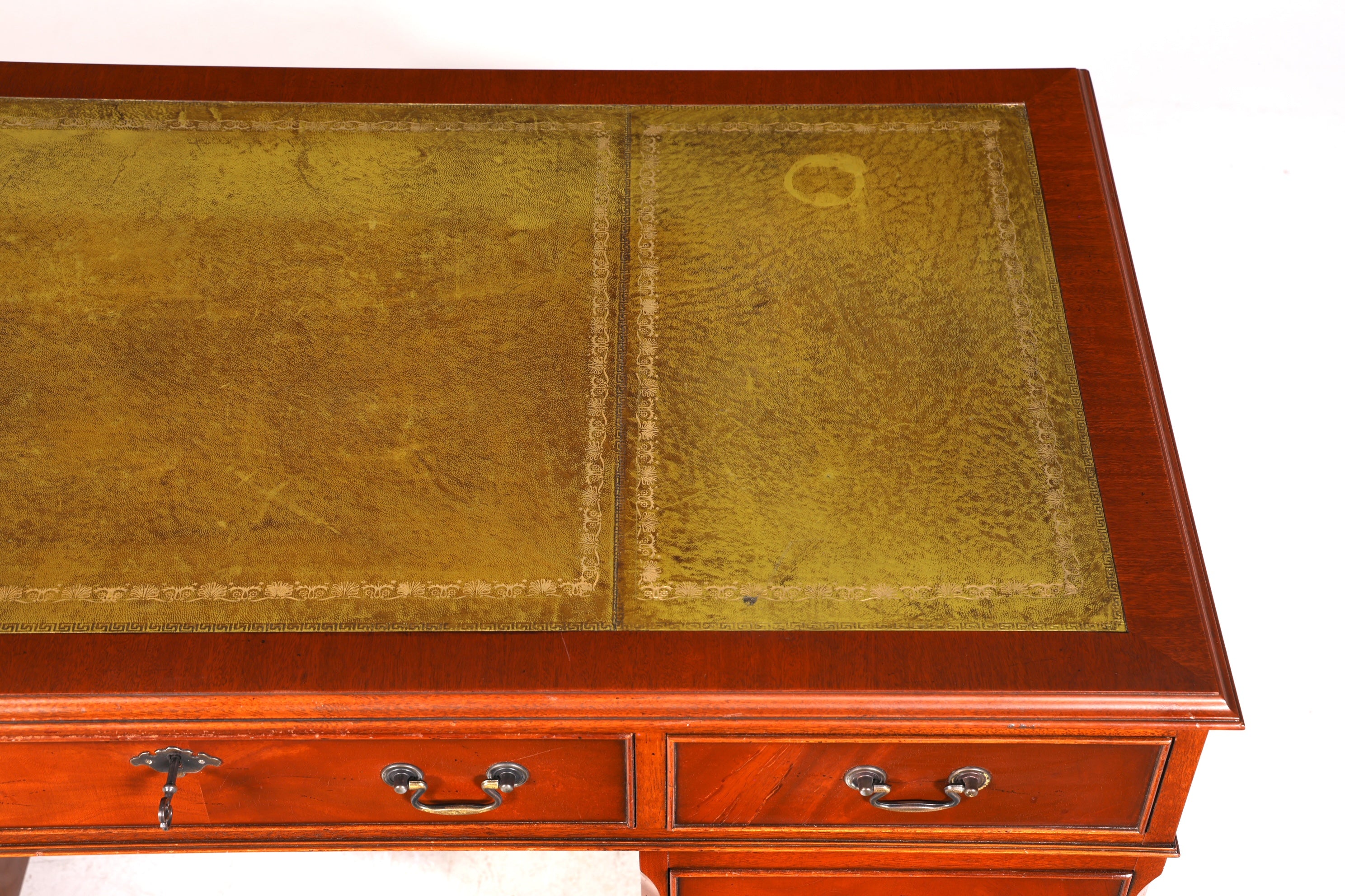 Beautiful English desk real leather office table antique style office desk