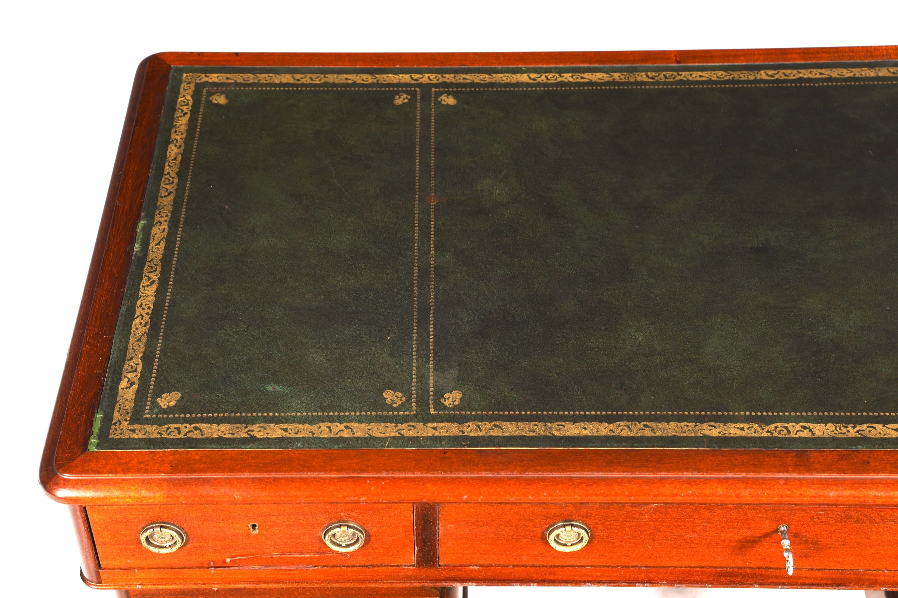 Dreamlike English desk with genuine leather top, antique style office desk