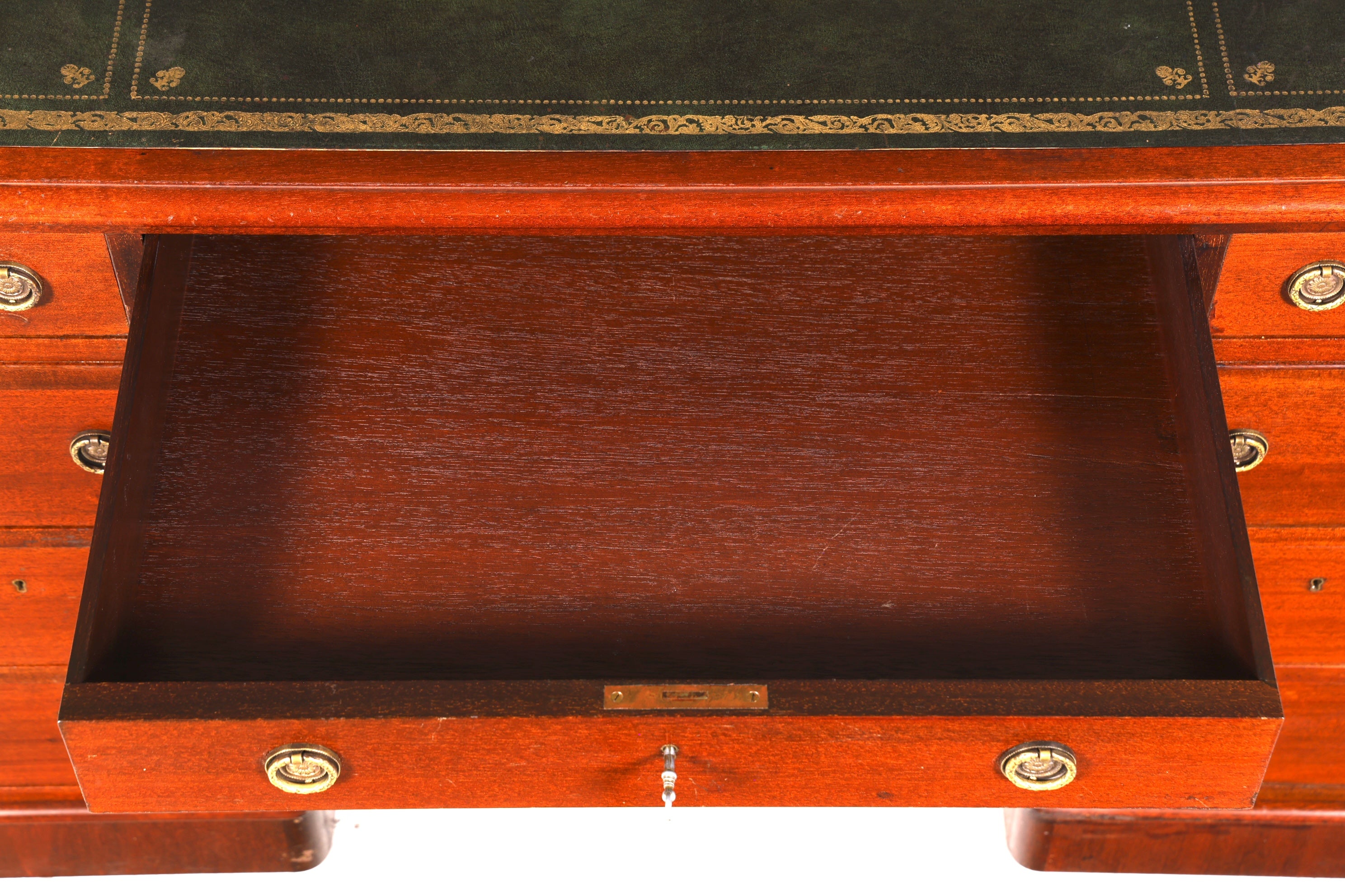 Dreamlike English desk with genuine leather top, antique style office desk